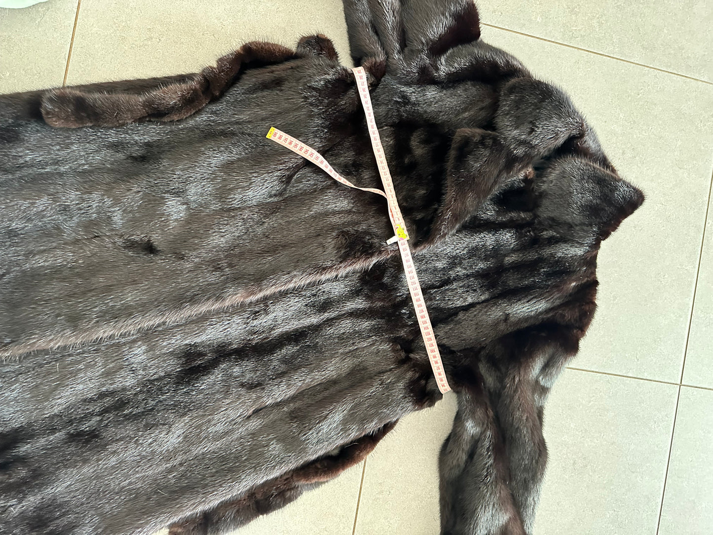genuine real mink fur coat BELTED jacket 1201002 size XL new dark brown color