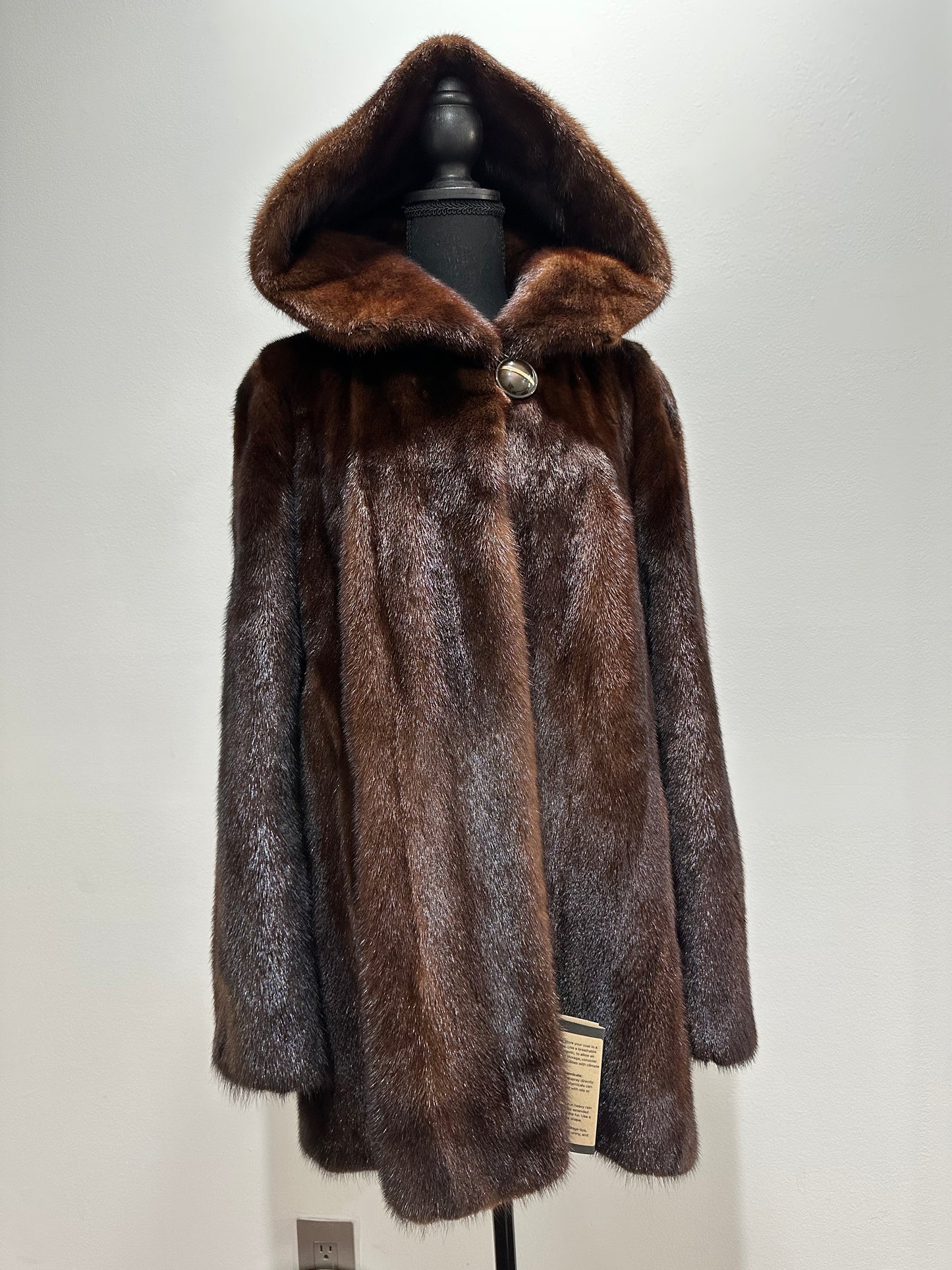 Real 100% MINK FUR 1201105 size XL brown HOODED BOMBER Coat Jacket