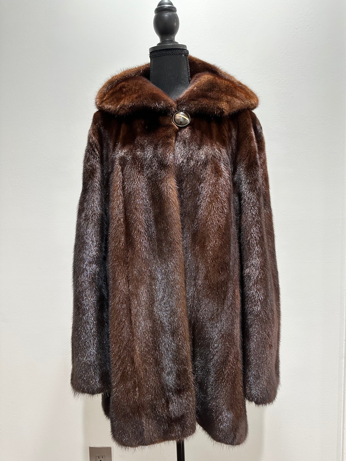 Real 100% MINK FUR 1201105 size XL brown HOODED BOMBER Coat Jacket