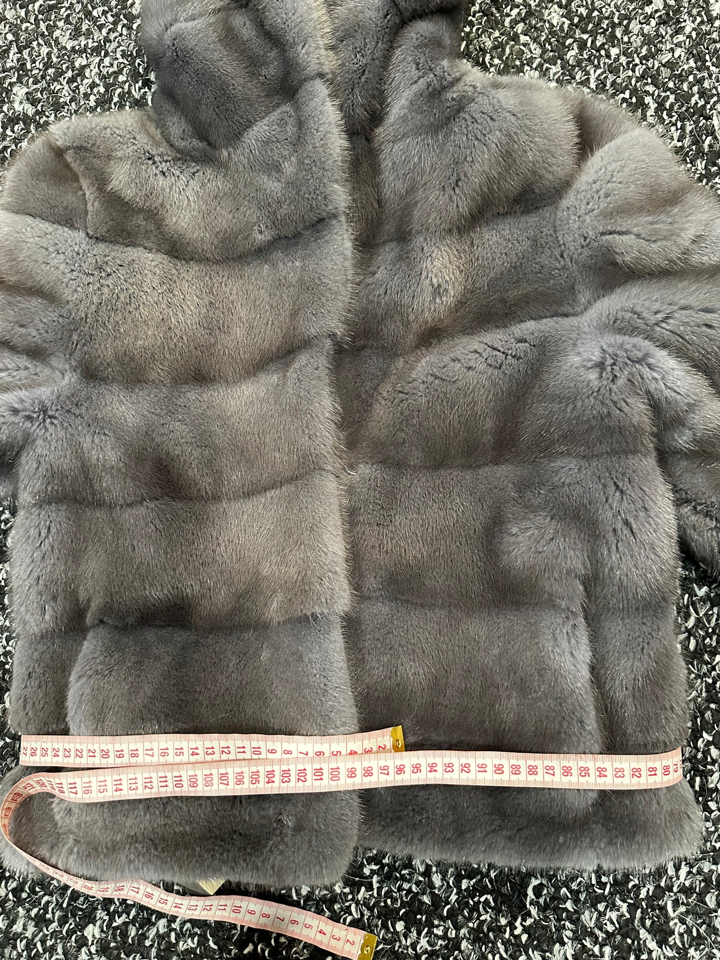 New HOODED MINK 100% FUR BOMBER coat JACKET size XS DARK GREY FULL SKIN 1201107