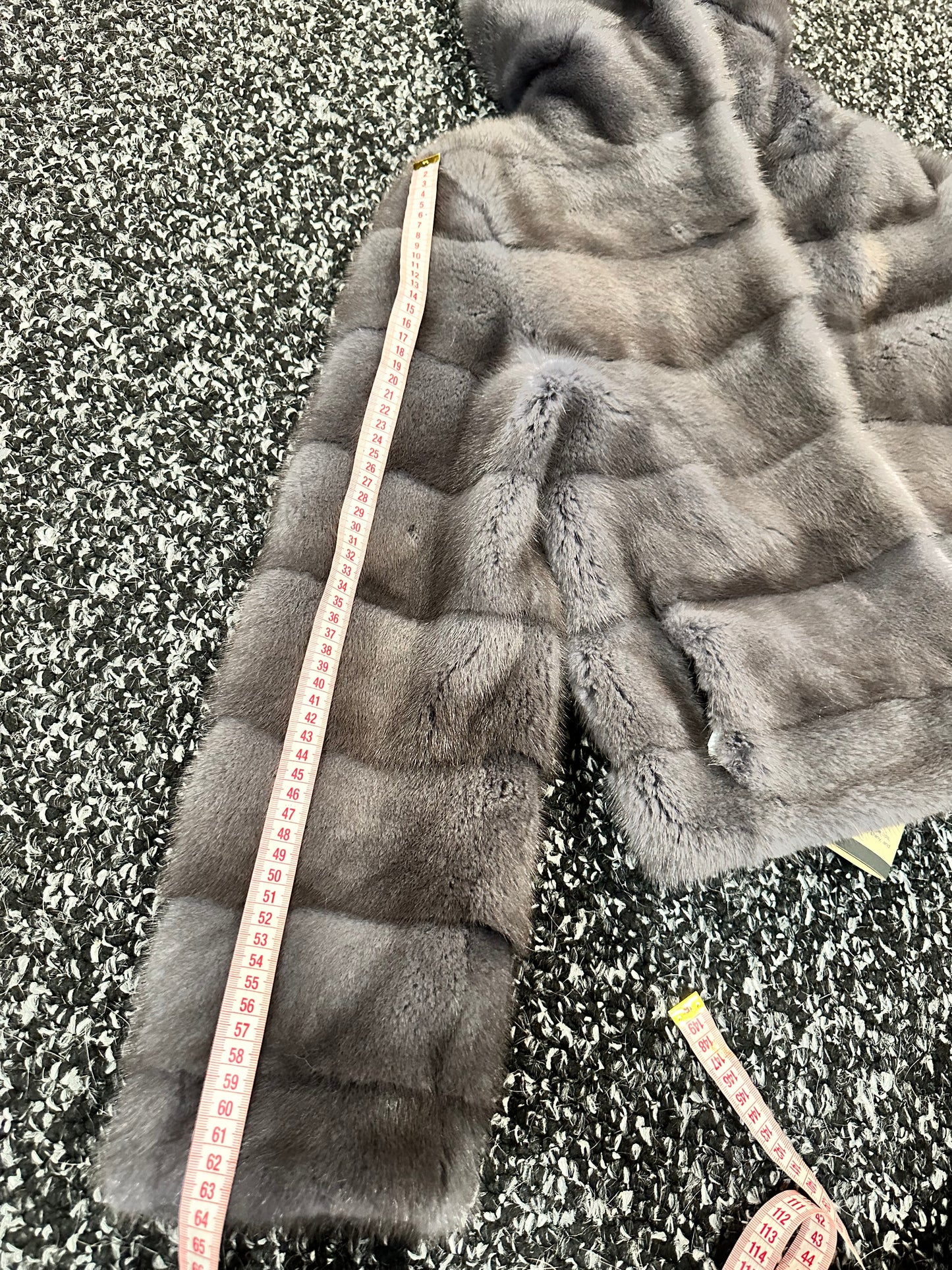 New HOODED MINK 100% FUR BOMBER coat JACKET size XS DARK GREY FULL SKIN 1201107