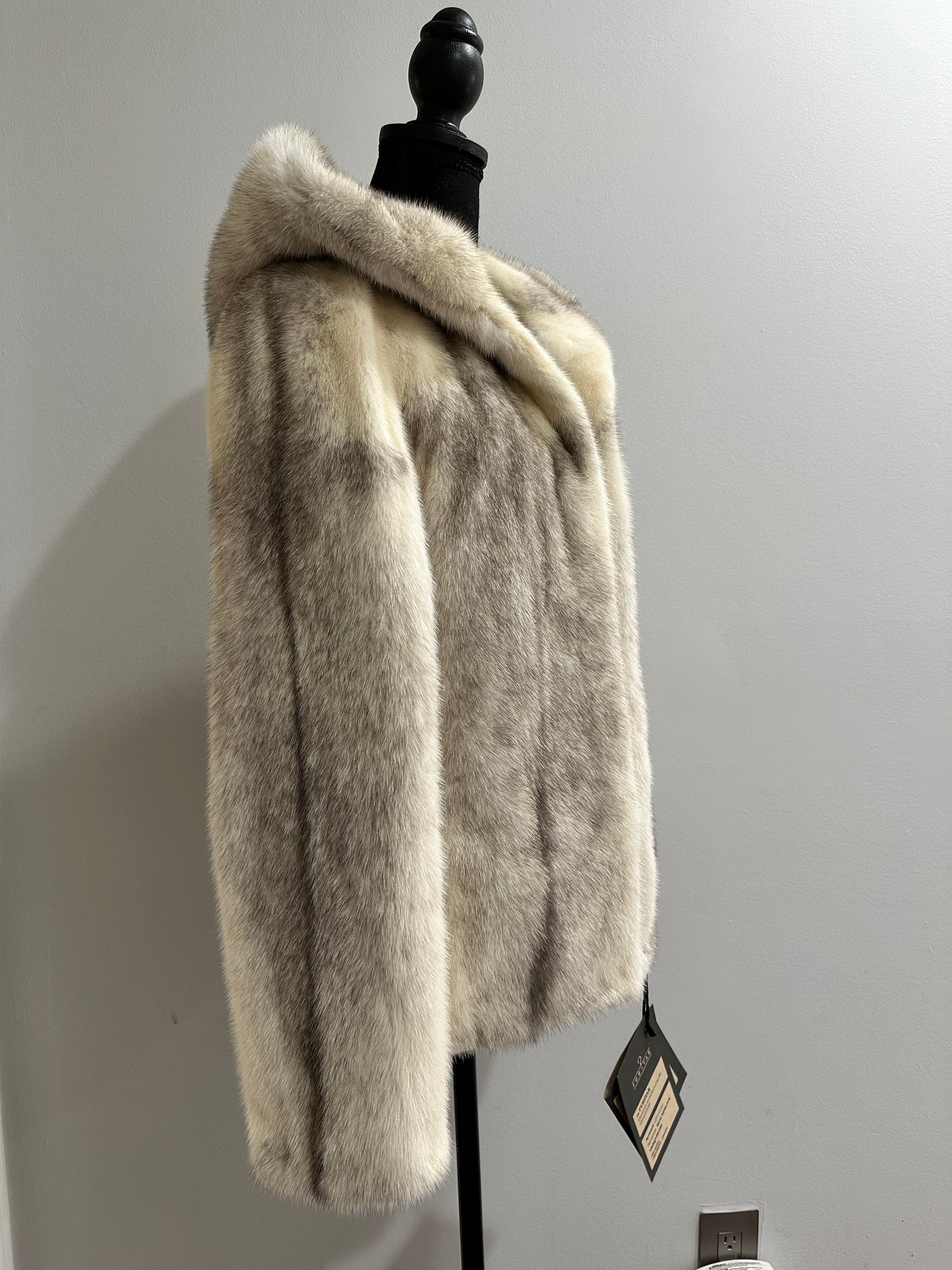 REAL CROSS MINK FUR women coat size S NEW 1201109 GENUINE FURS HOODED BOMBER