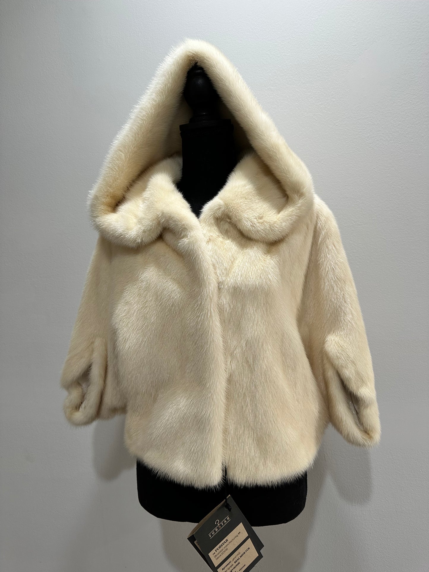 REAL New MINK BOMBER coat CAPE JACKET ONE SIZE XS S M 1201112 with HOOD WEDDING STYLE