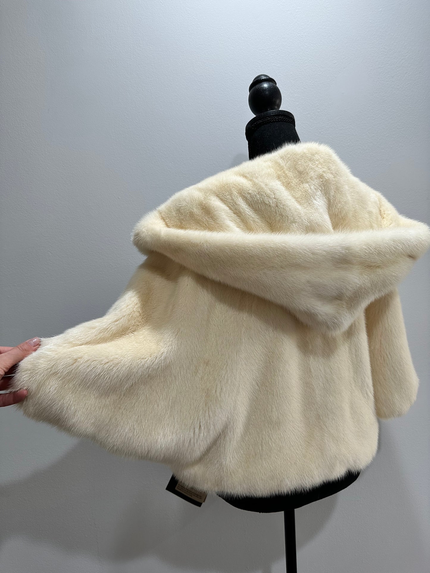REAL New MINK BOMBER coat CAPE JACKET ONE SIZE XS S M 1201112 with HOOD WEDDING STYLE