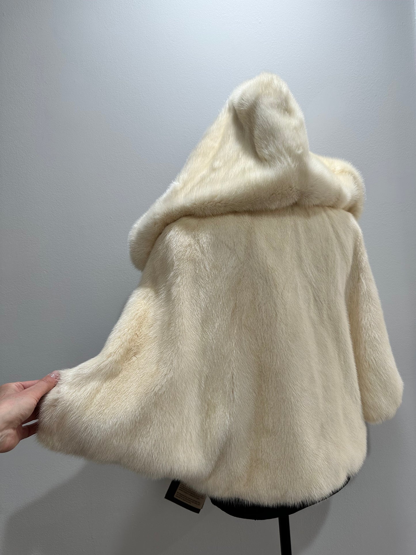 REAL New MINK BOMBER coat CAPE JACKET ONE SIZE XS S M 1201112 with HOOD WEDDING STYLE