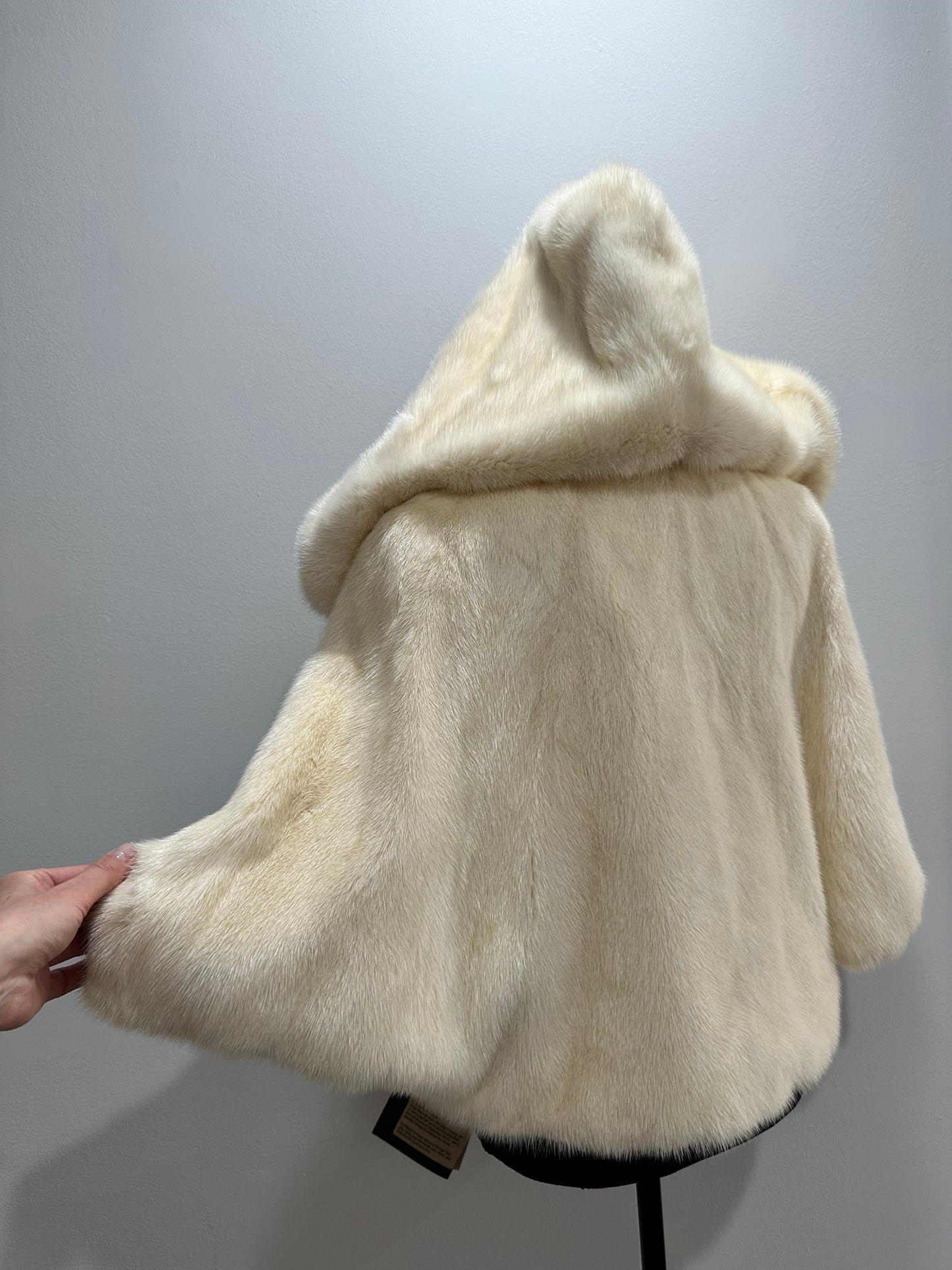 REAL New MINK BOMBER coat CAPE JACKET ONE SIZE XS S M 1201112 with HOOD WEDDING STYLE