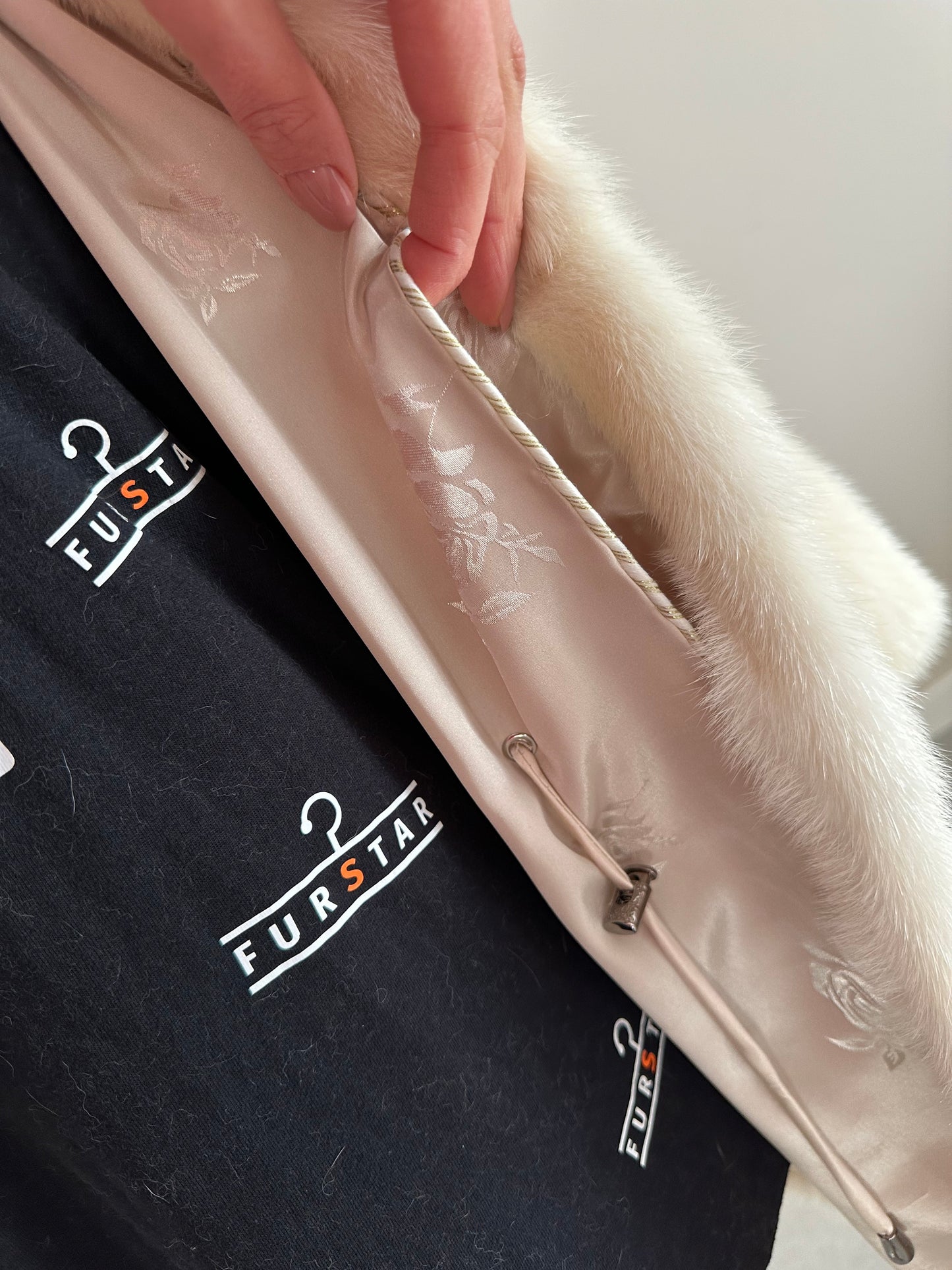 New Mink coat JACKET size XS REAL WHITE FULL SKIN lynx collar 1201005 HORIZONTAL