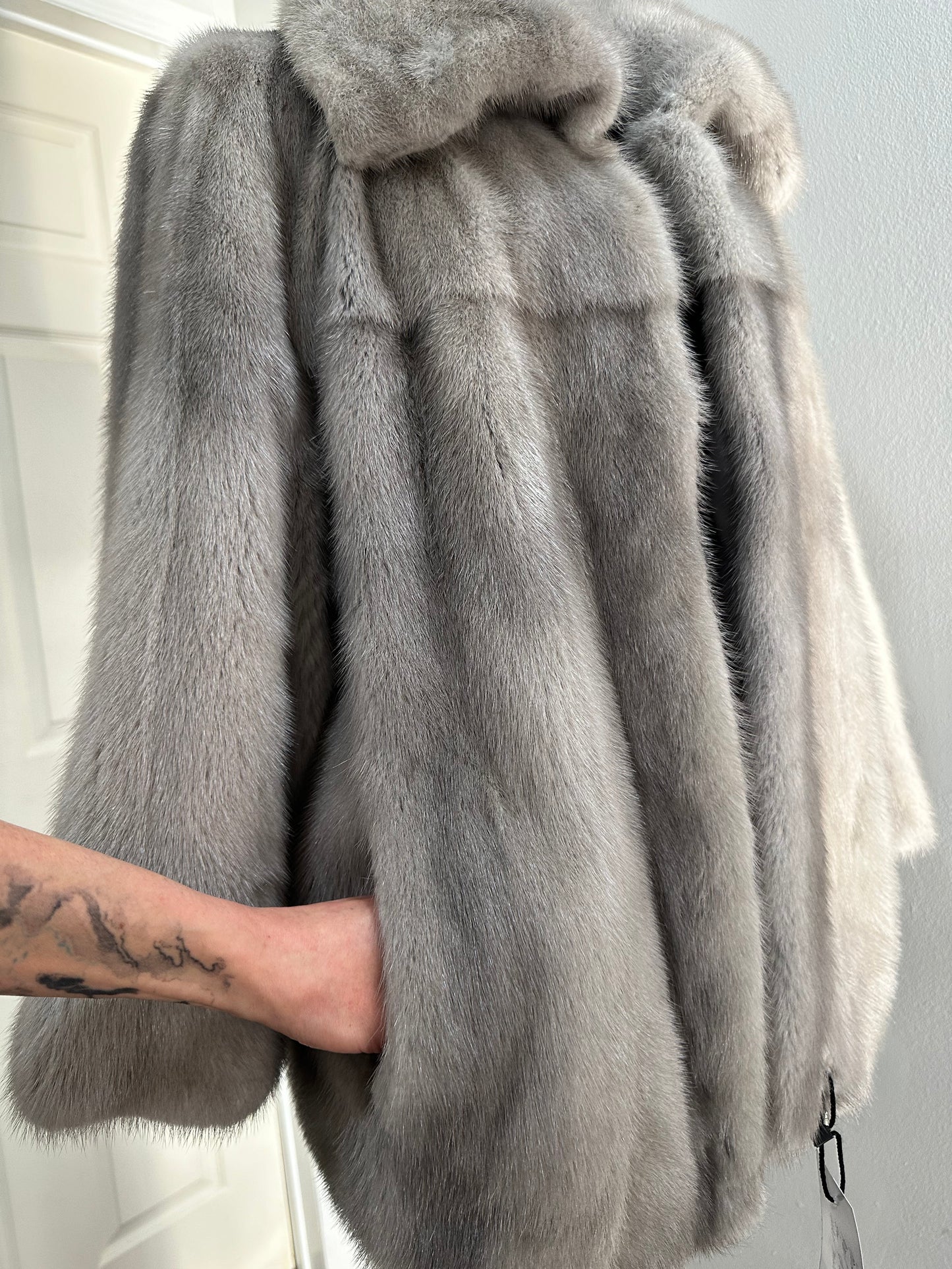 New Real Mink FUR Natural coat JACKET size M FULL SKIN 1201050 GREY bomber