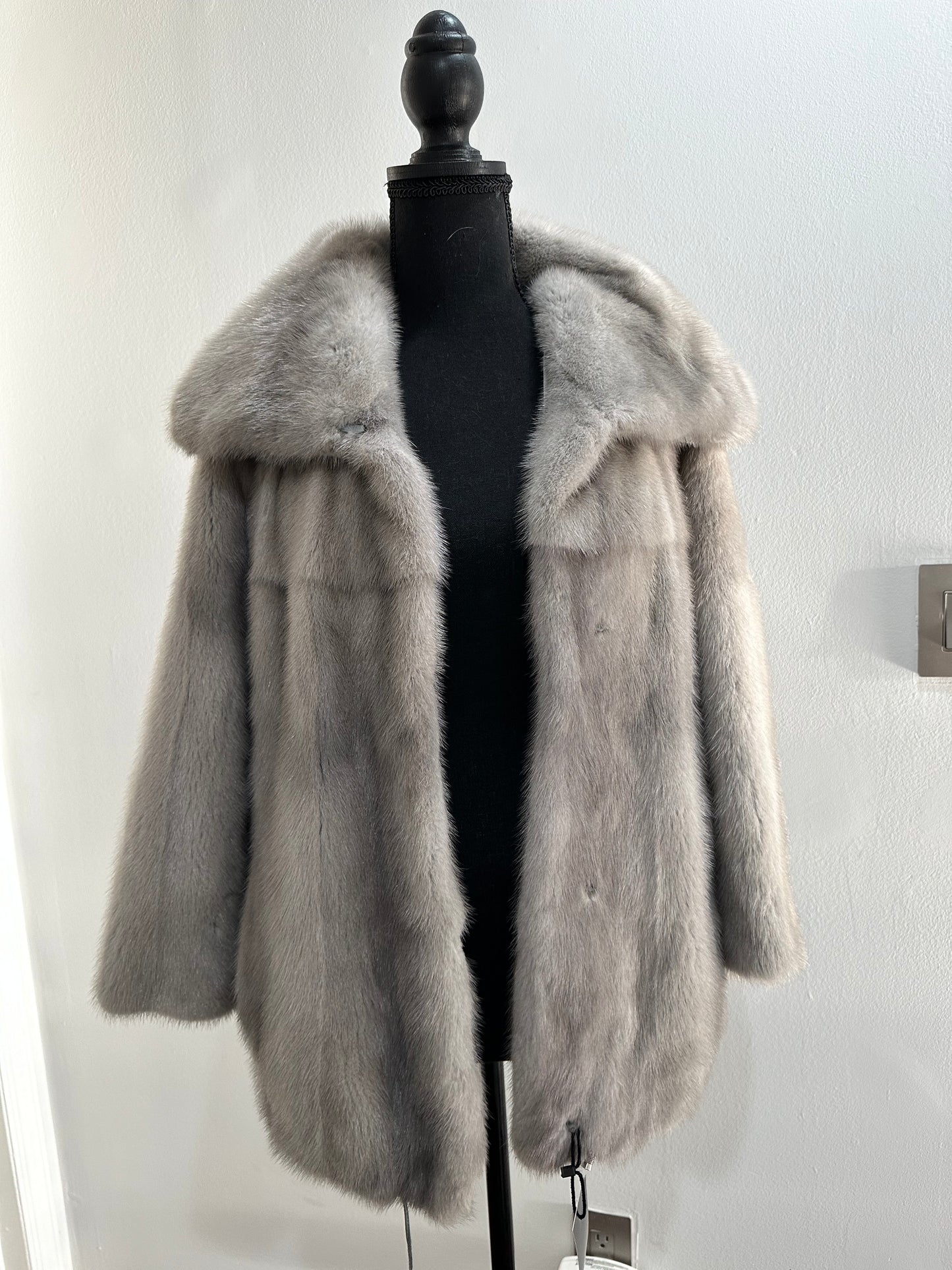 New Real Mink FUR Natural coat JACKET size M FULL SKIN 1201050 GREY bomber