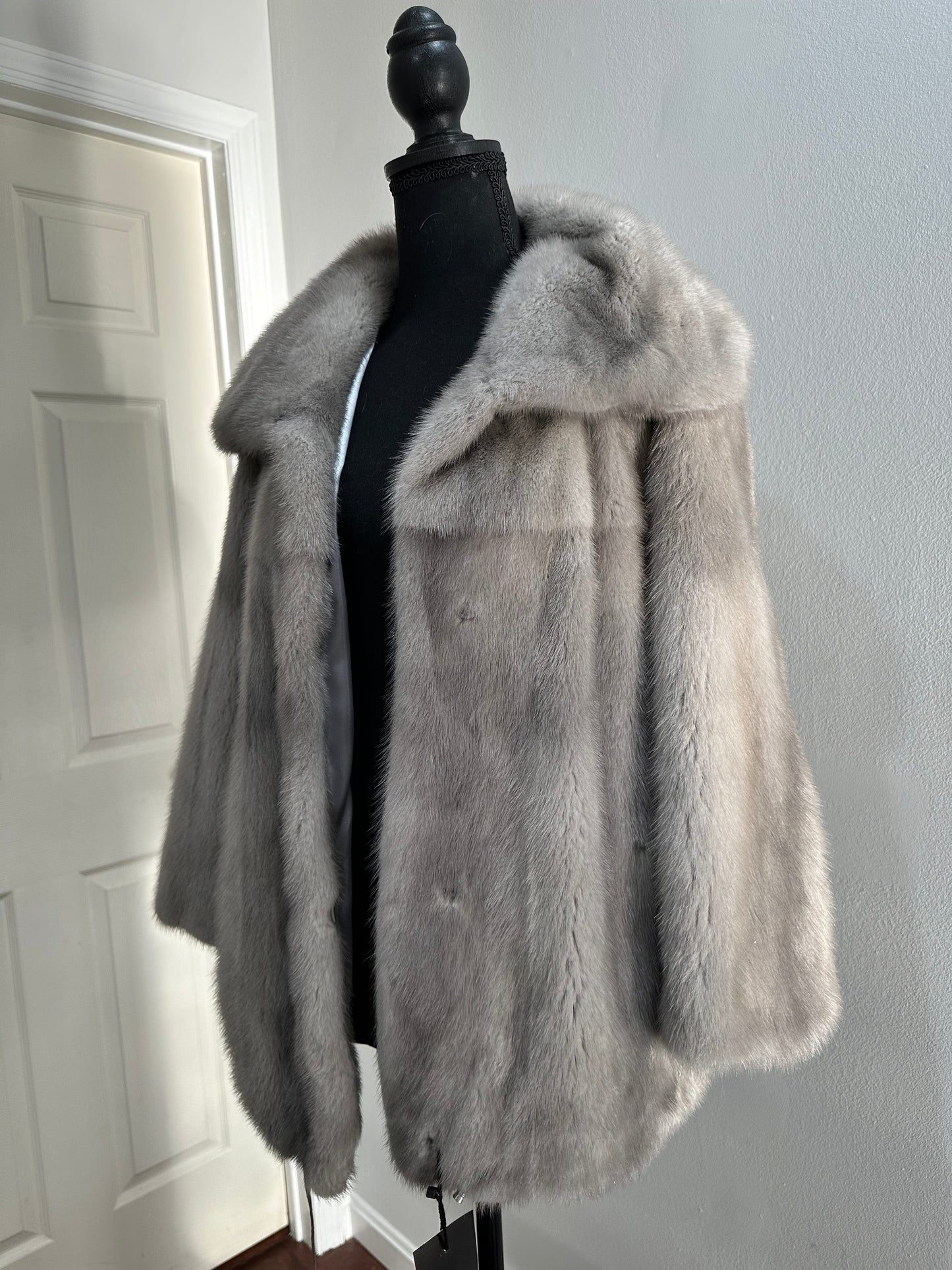 New Real Mink FUR Natural coat JACKET size M FULL SKIN 1201050 GREY bomber