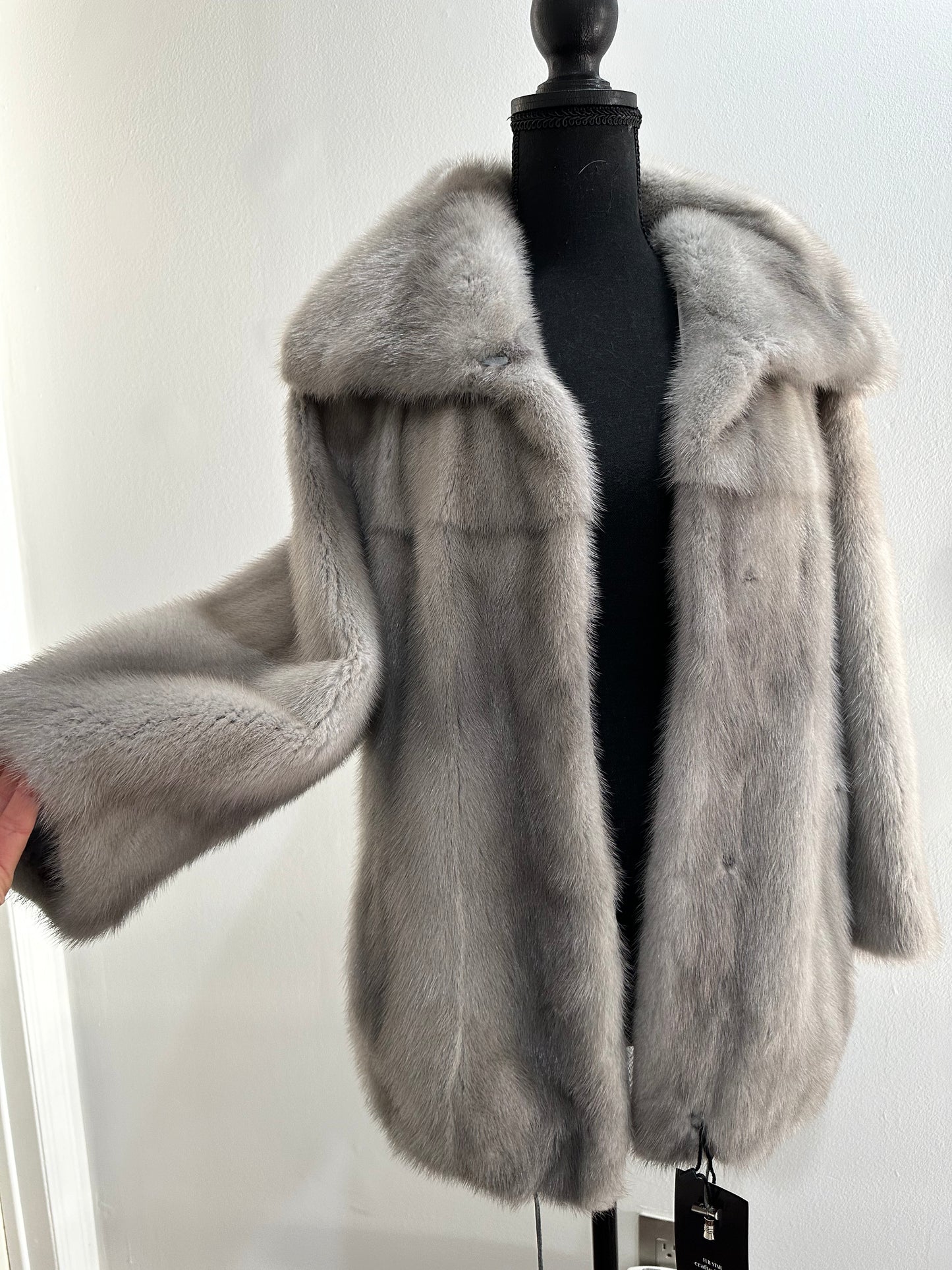 New Real Mink FUR Natural coat JACKET size M FULL SKIN 1201050 GREY bomber