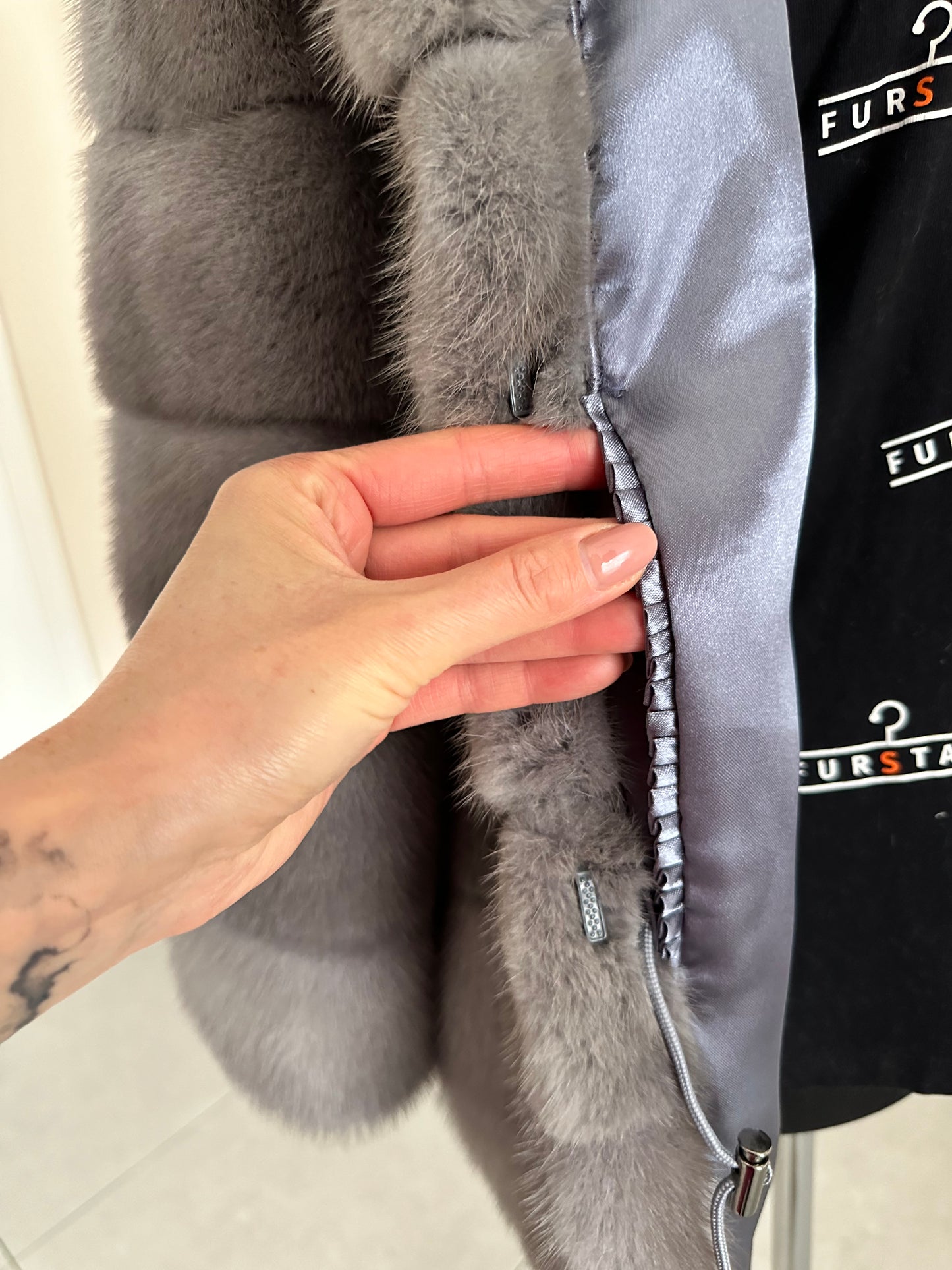 New Genuine REAL FUR 100% MINK coat Jacket GREY SIZE XS women 1201019 FURSTAR