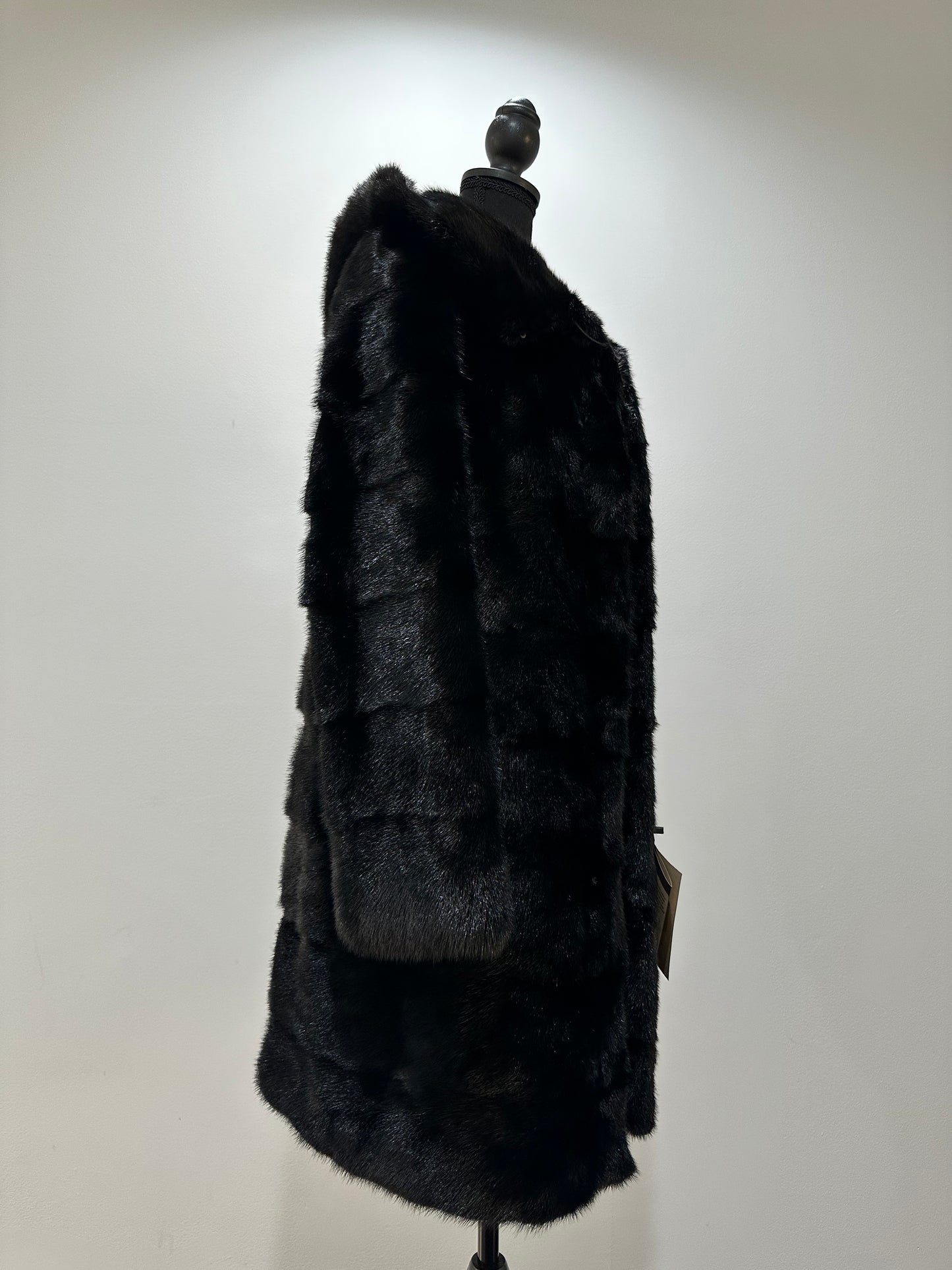 NEW MINK FUR coat size S SMALL 1201058 HORIZONTAL long sleeve jacket BLACK