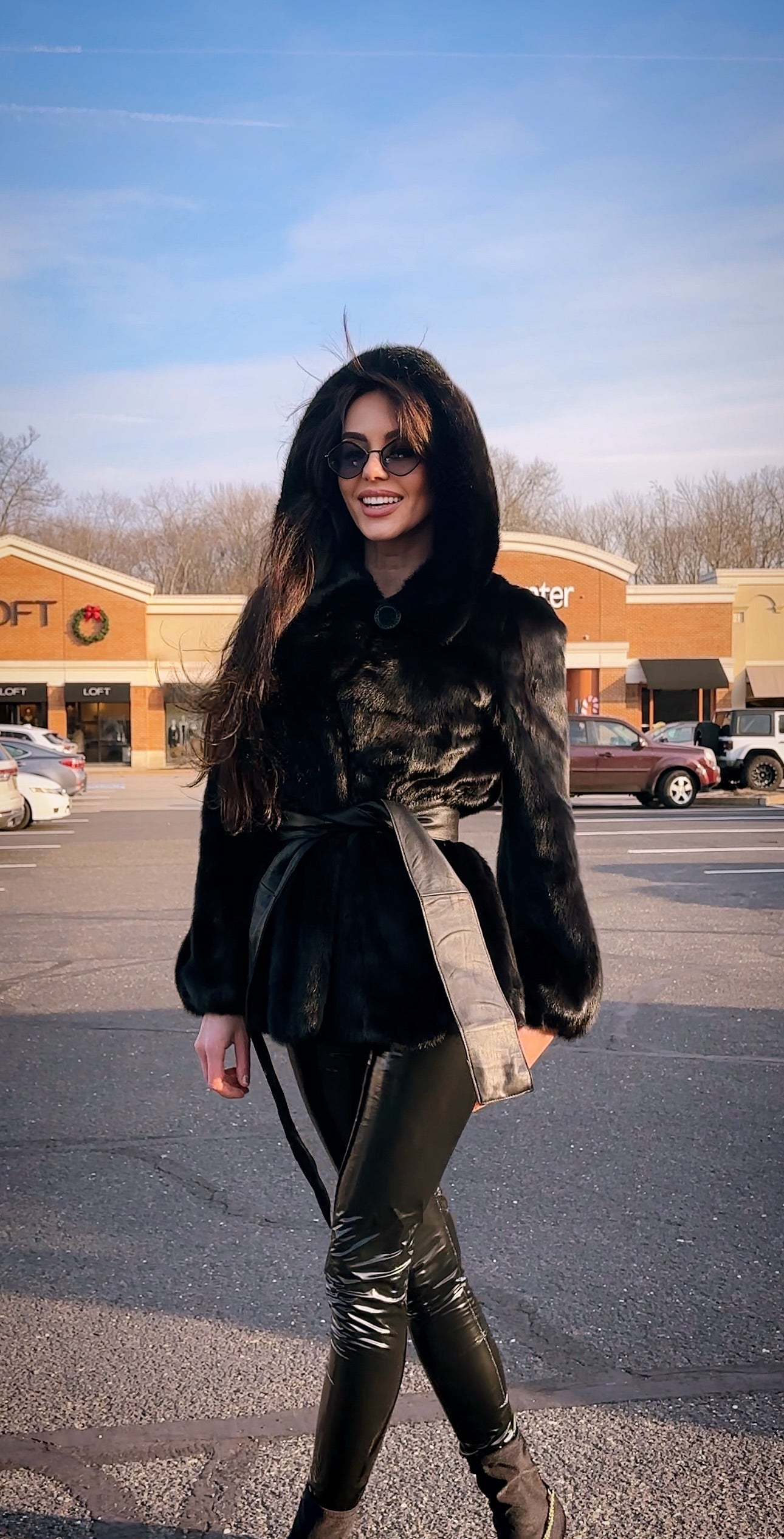 Women Real MINK FUR COAT JACKET 1201060 size M BLACK Hooded HOOD NEW