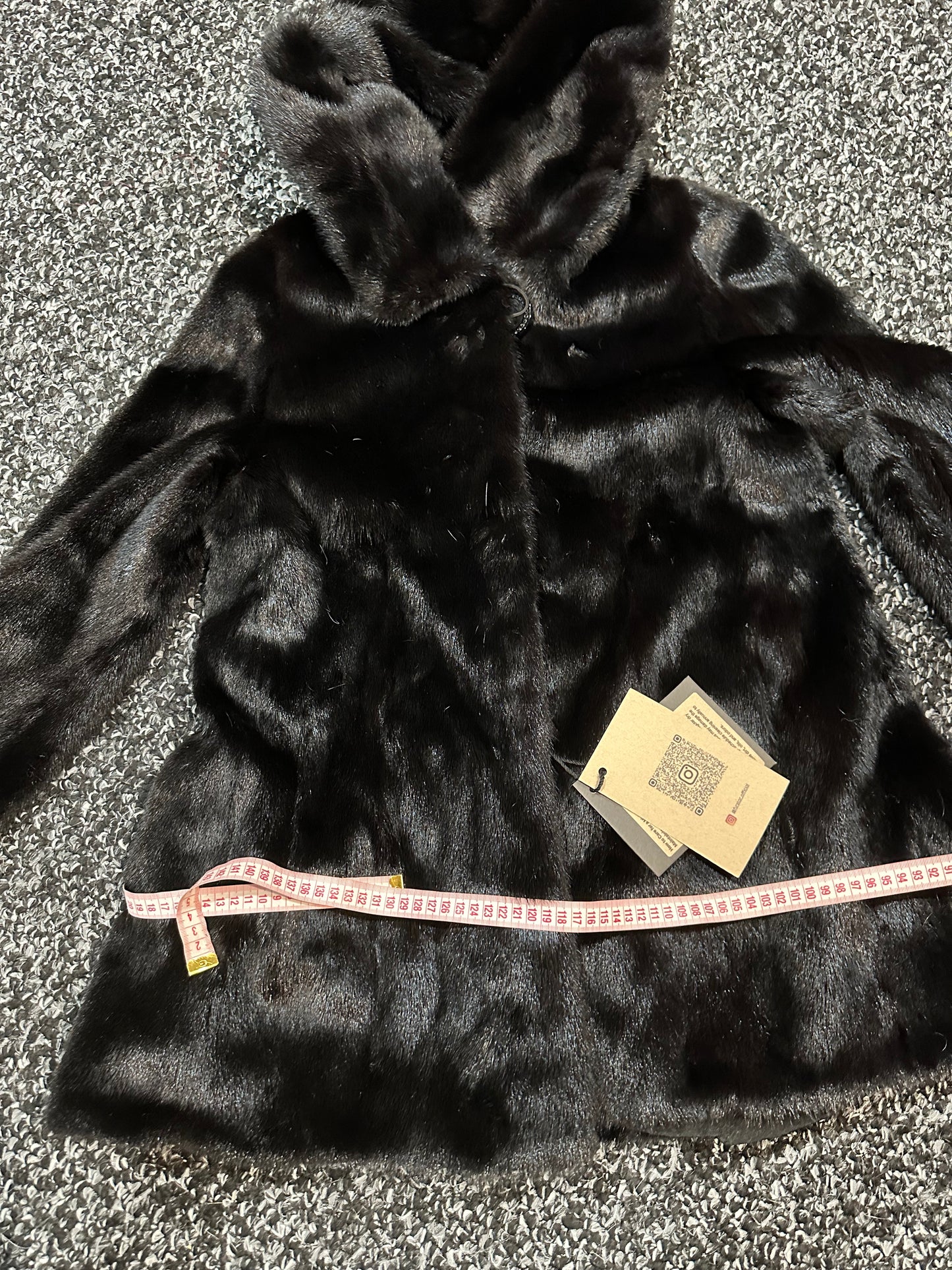 Women Real MINK FUR COAT JACKET 1201060 size M BLACK Hooded HOOD NEW