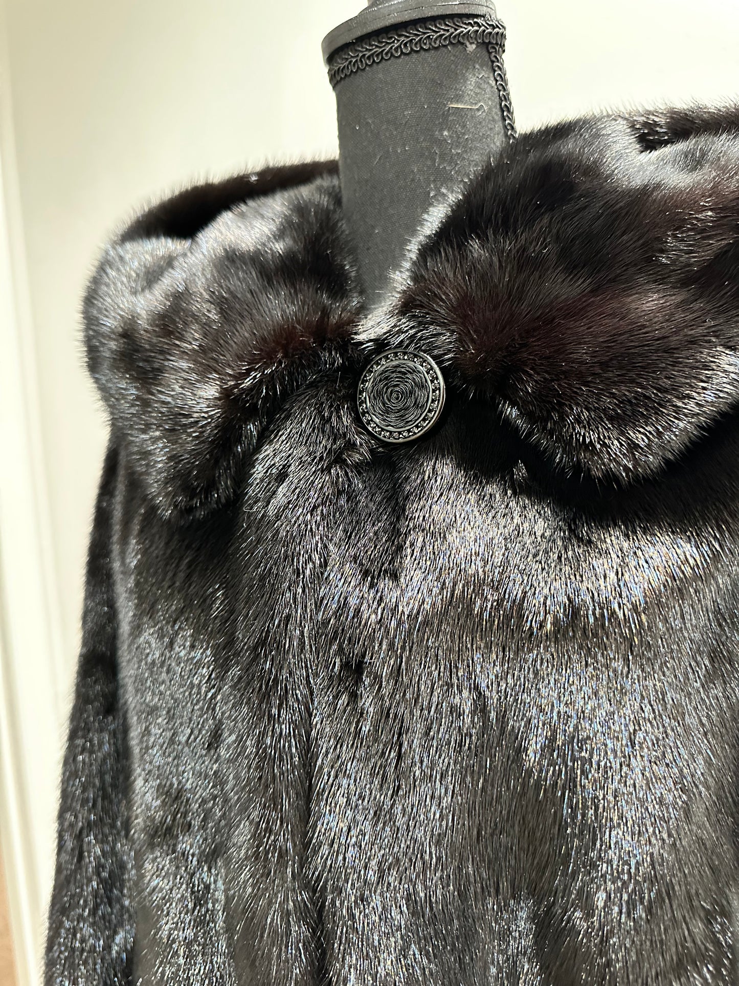 Women Real MINK FUR COAT JACKET 1201060 size M BLACK Hooded HOOD NEW