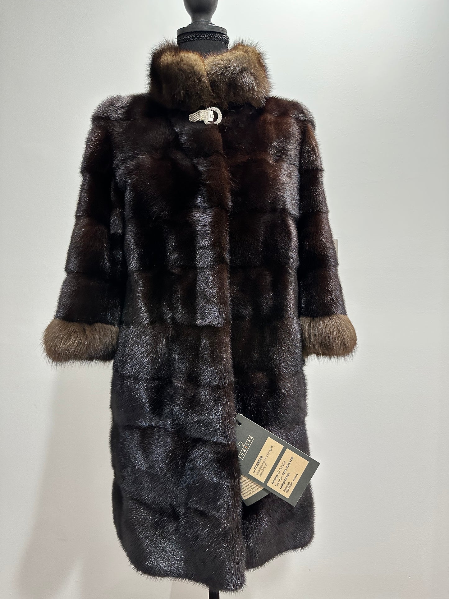 NEW REAL MINK SABLE FUR coat JACKET XS SIZE BROWN FULL SKIN 1201062 HORIZONTAL