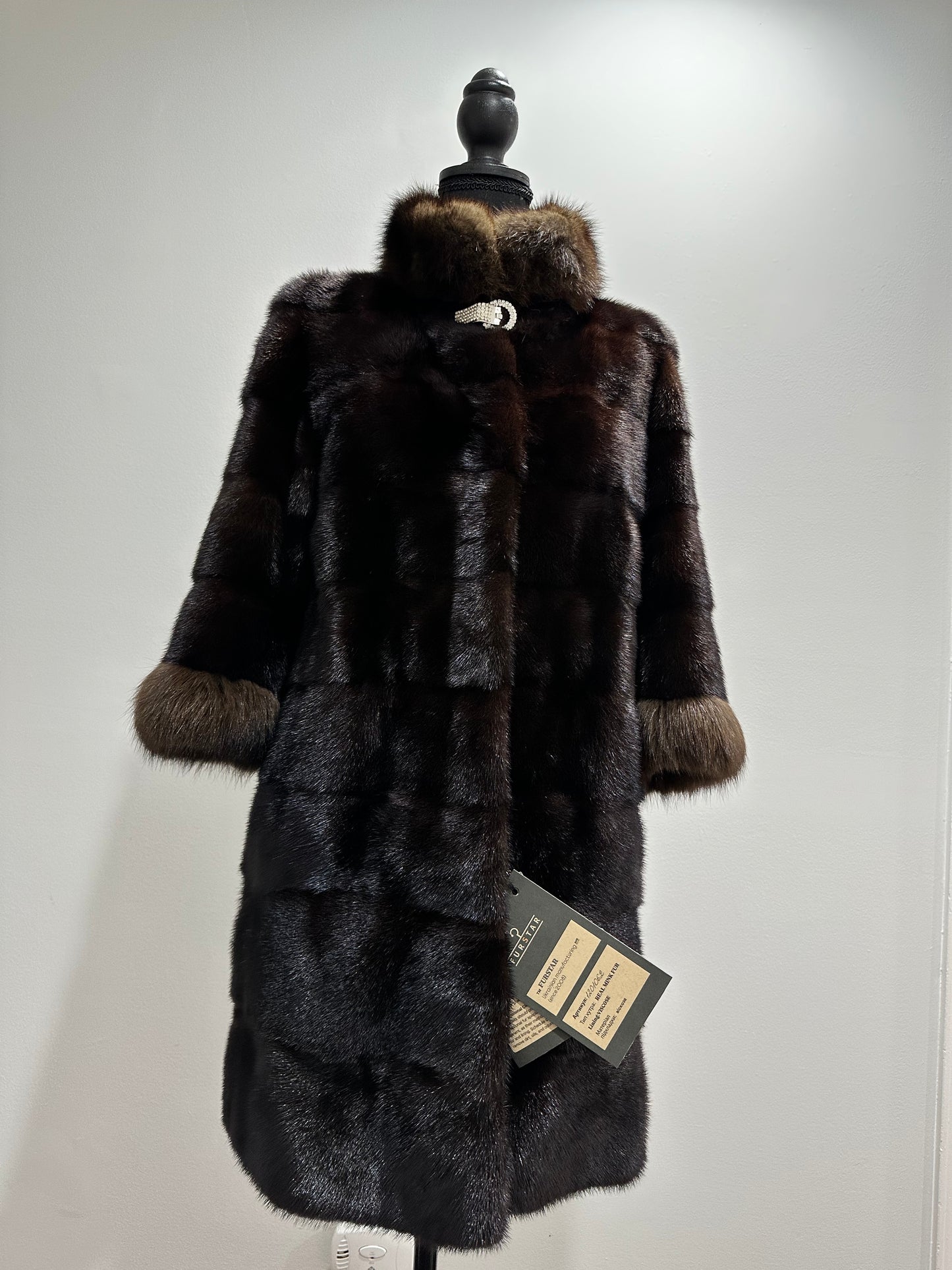 NEW REAL MINK SABLE FUR coat JACKET XS SIZE BROWN FULL SKIN 1201062 HORIZONTAL