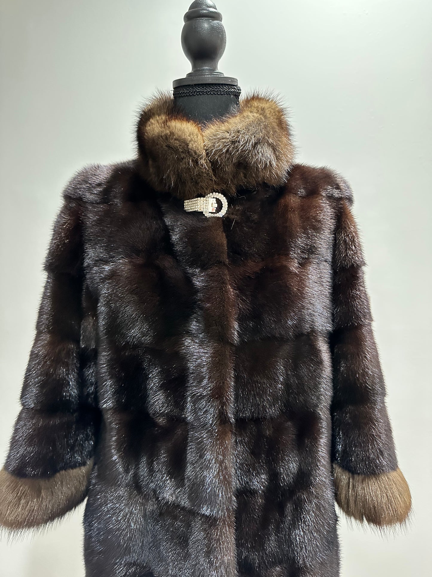 NEW REAL MINK SABLE FUR coat JACKET XS SIZE BROWN FULL SKIN 1201062 HORIZONTAL