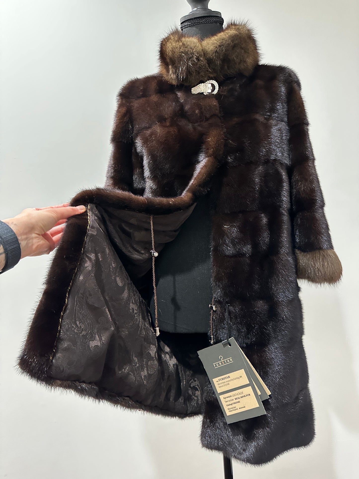 NEW REAL MINK SABLE FUR coat JACKET XS SIZE BROWN FULL SKIN 1201062 HORIZONTAL