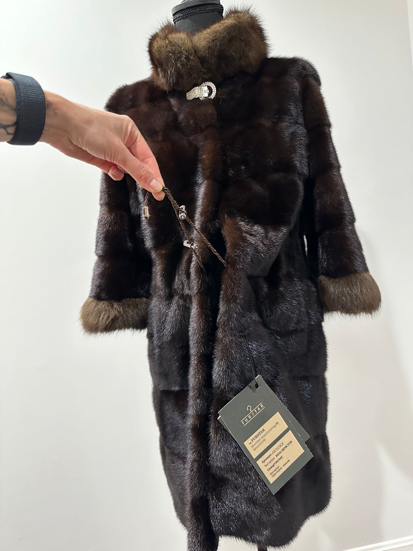 NEW REAL MINK SABLE FUR coat JACKET XS SIZE BROWN FULL SKIN 1201062 HORIZONTAL