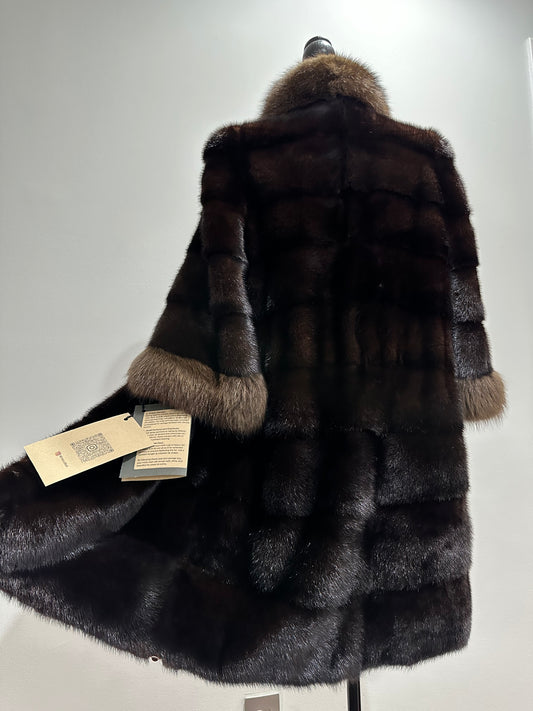 NEW REAL MINK SABLE FUR coat JACKET XS SIZE BROWN FULL SKIN 1201062 HORIZONTAL