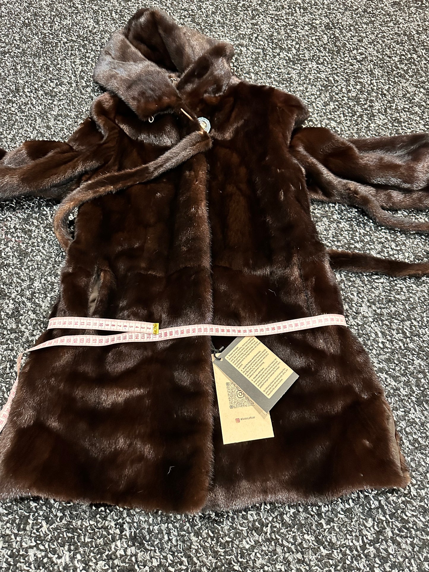 NEW REAL MINK FUR coat size M MEDIUM HOODED 1201063 long sleeve jacket BROWN