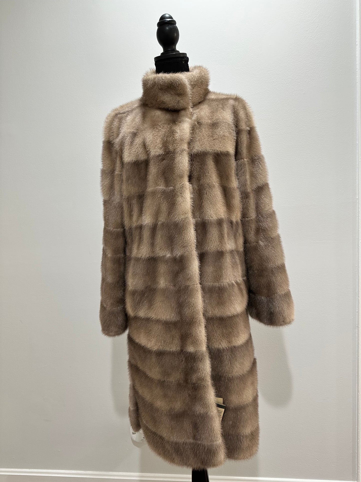 New LONG coat JACKET size M REAL FULL SKIN FUR MINK 1201059 HORIZONTAL