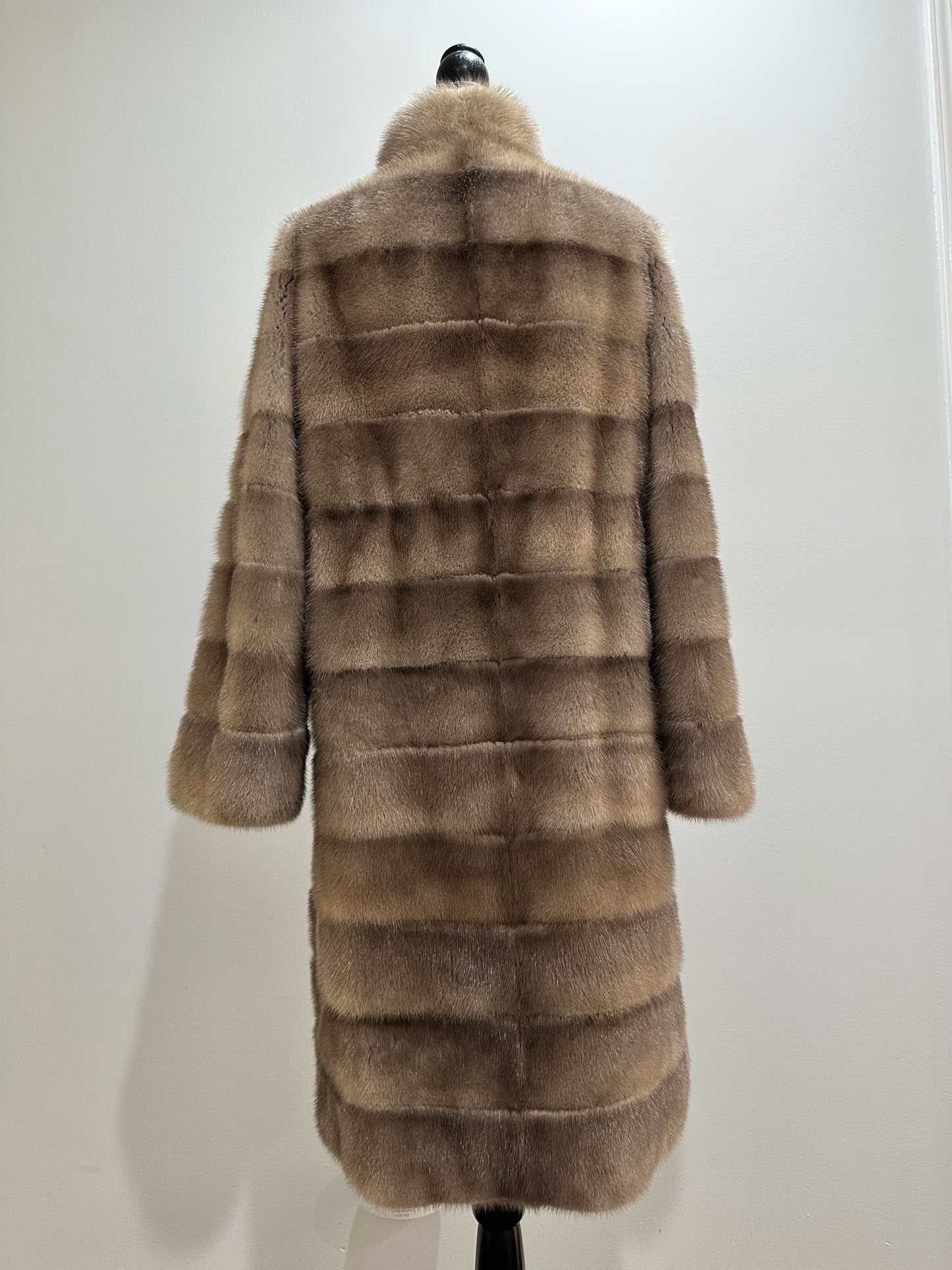 New LONG coat JACKET size M REAL FULL SKIN FUR MINK 1201059 HORIZONTAL