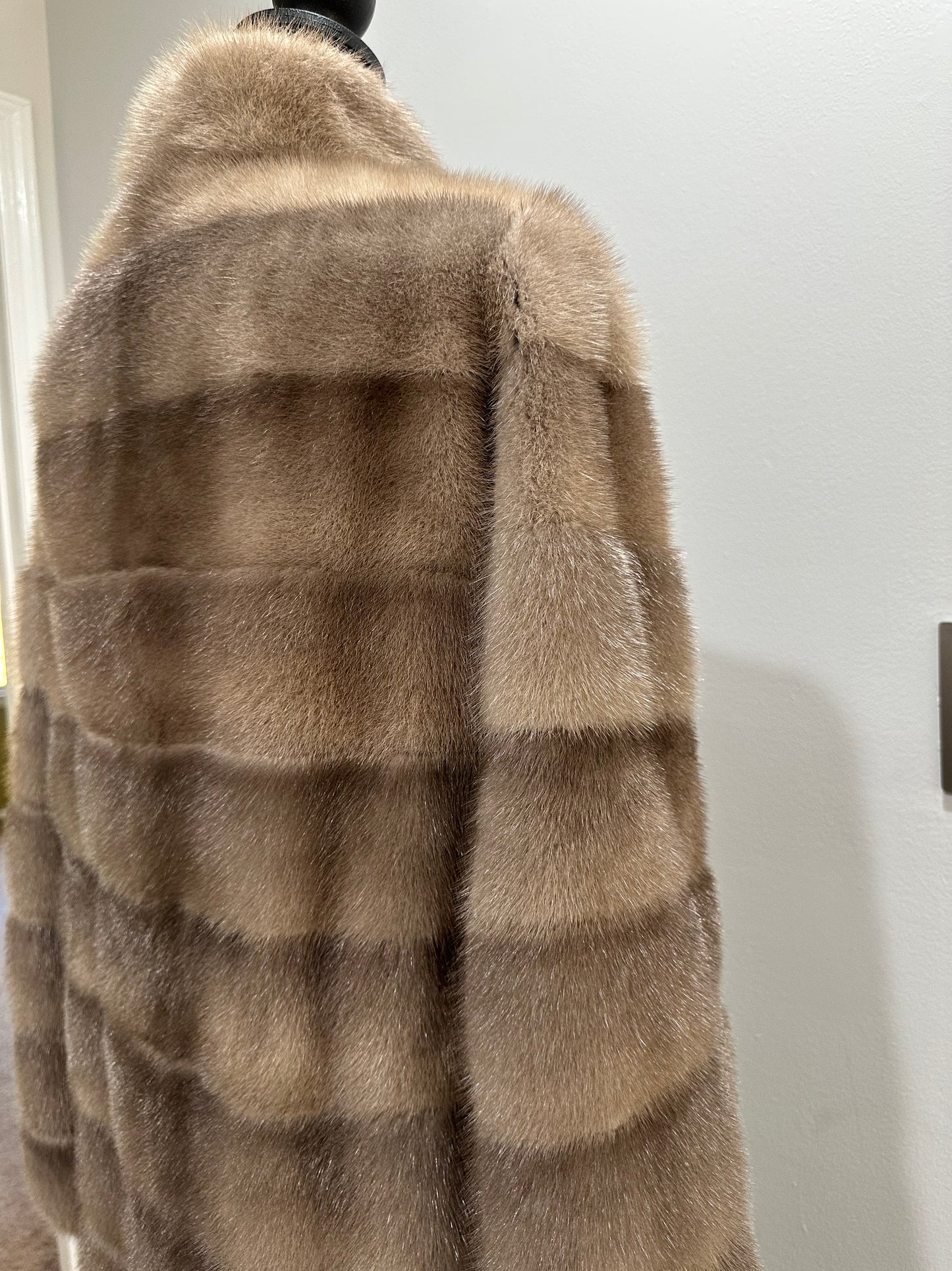 New LONG coat JACKET size M REAL FULL SKIN FUR MINK 1201059 HORIZONTAL