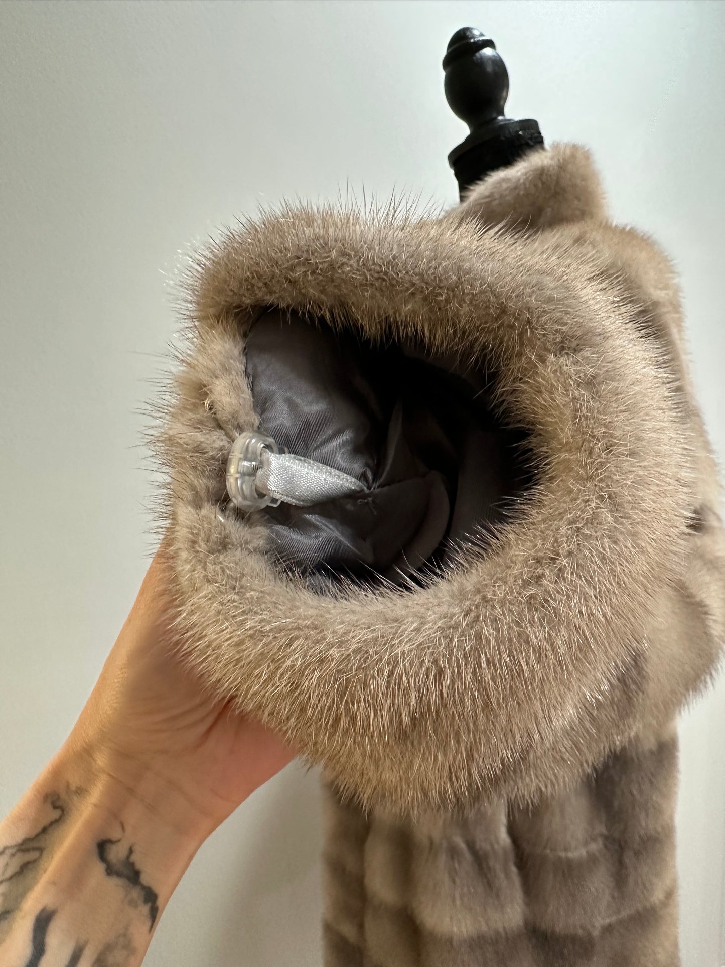 New LONG coat JACKET size M REAL FULL SKIN FUR MINK 1201059 HORIZONTAL