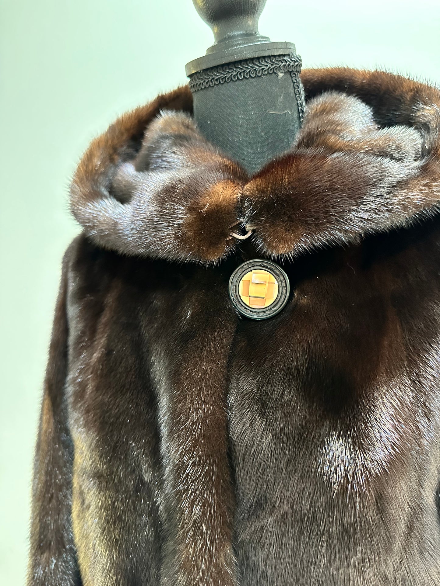 NEW REAL MINK FUR coat size M MEDIUM HOODED 1201063 long sleeve jacket BROWN