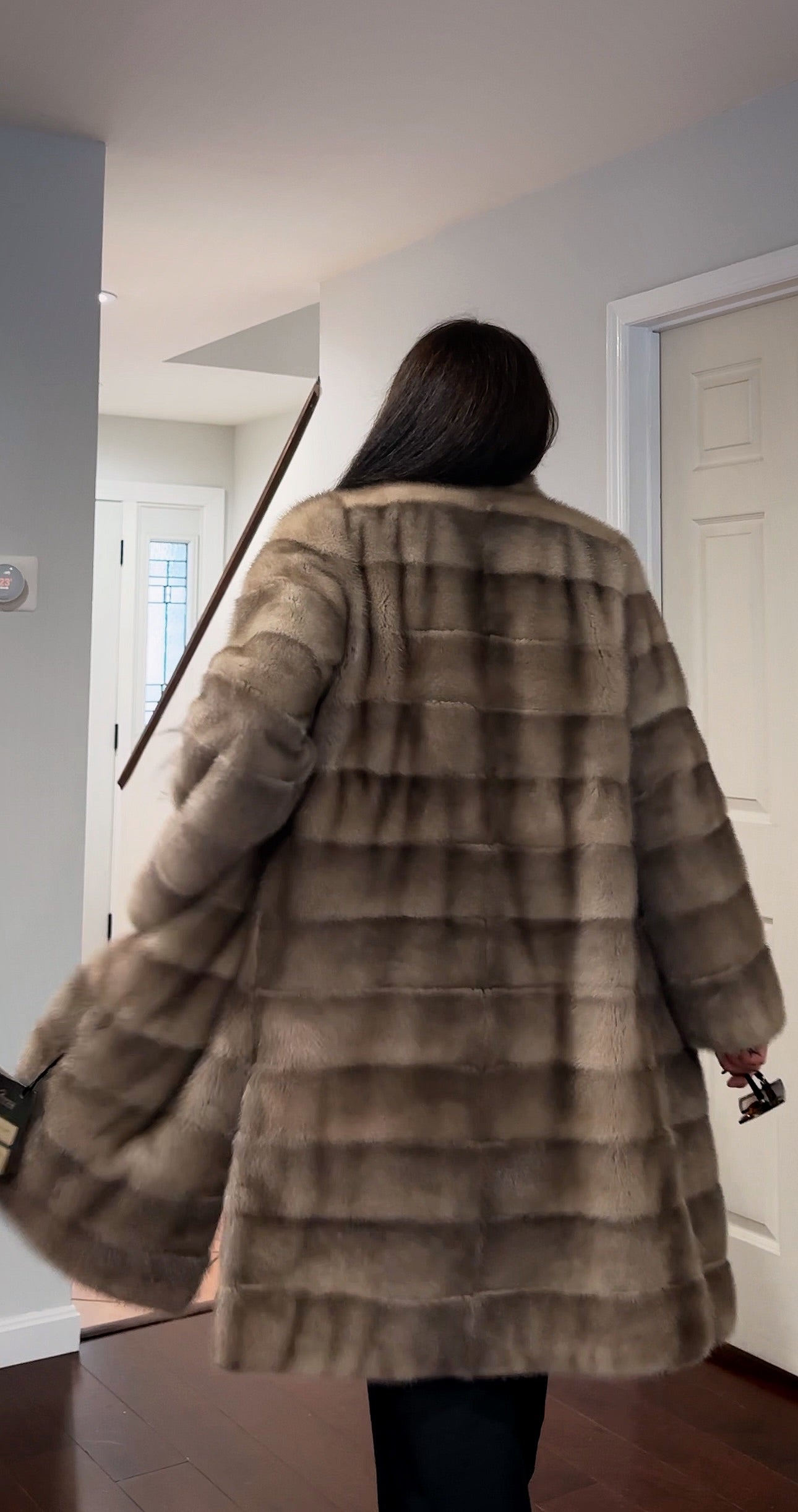 New LONG coat JACKET size M REAL FULL SKIN FUR MINK 1201059 HORIZONTAL