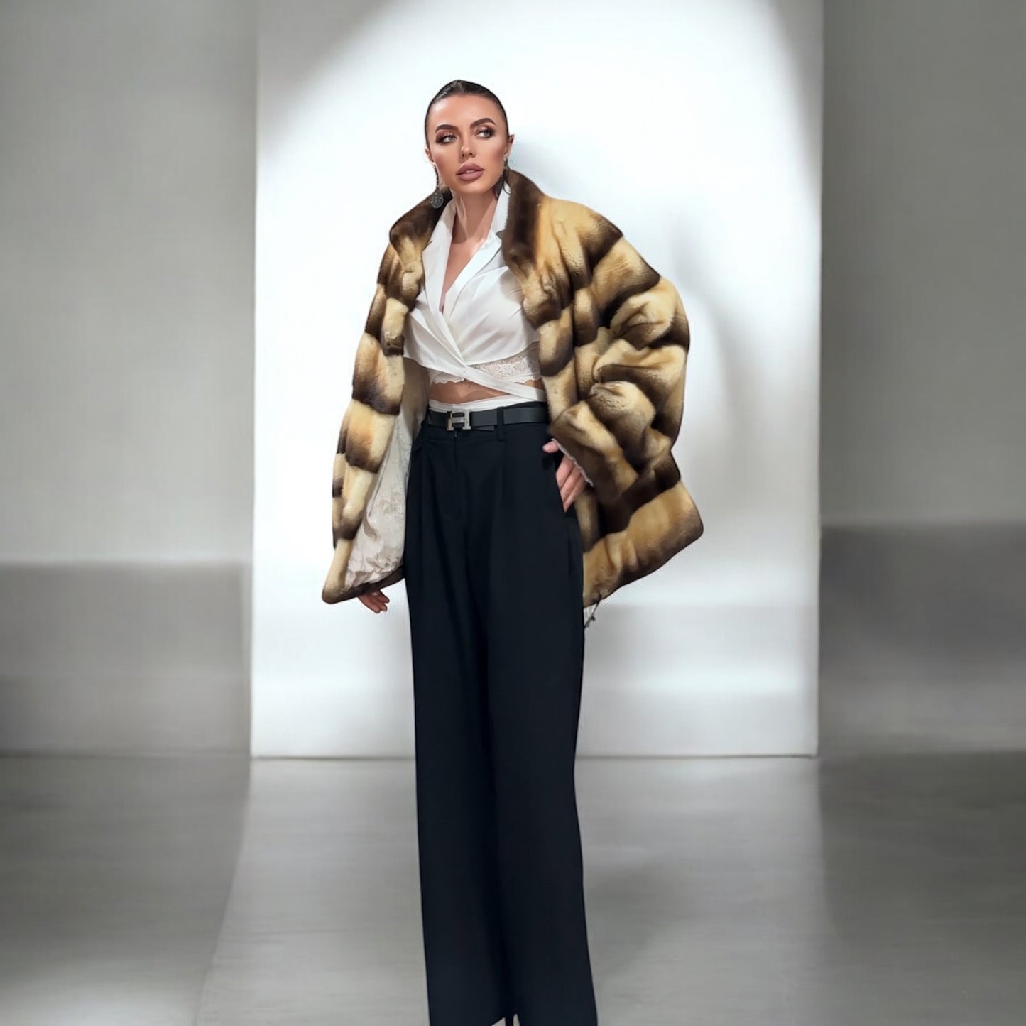 Real Mink FUR SIZE L jacket coat 1201094 genuine LUX FASHION NEW SALE Women