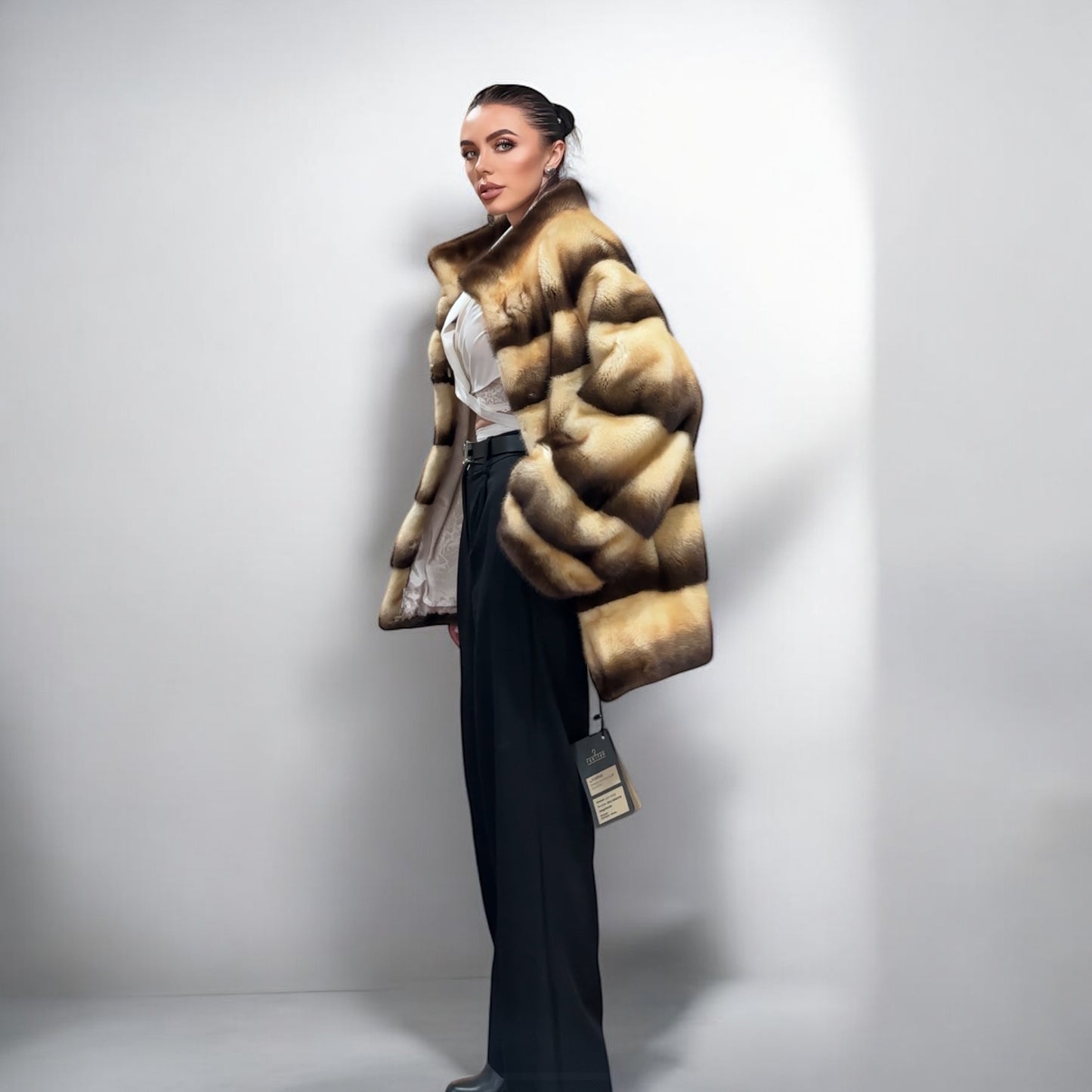 Real Mink FUR SIZE L jacket coat 1201094 genuine LUX FASHION NEW SALE Women