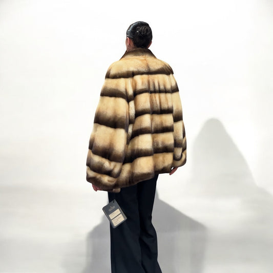 Real Mink FUR SIZE L jacket coat 1201094 genuine LUX FASHION NEW SALE Women