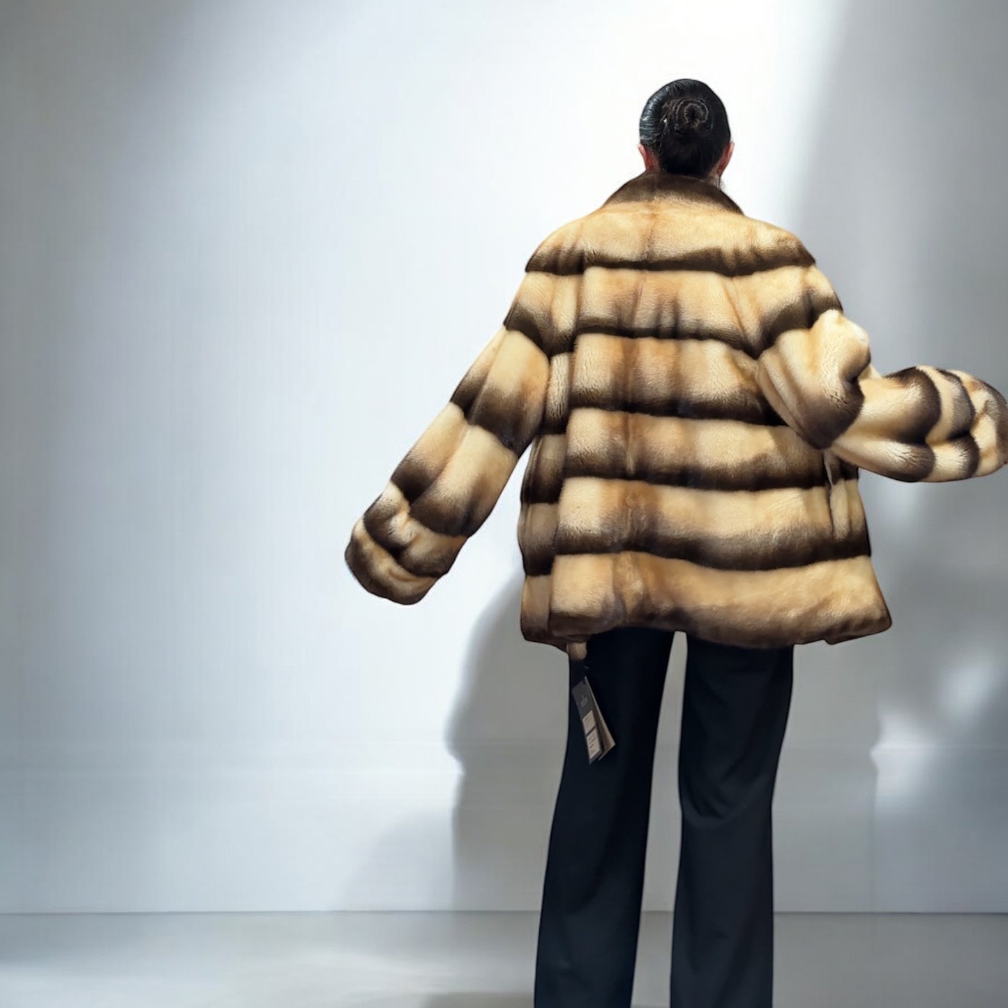 Real Mink FUR SIZE L jacket coat 1201094 genuine LUX FASHION NEW SALE Women