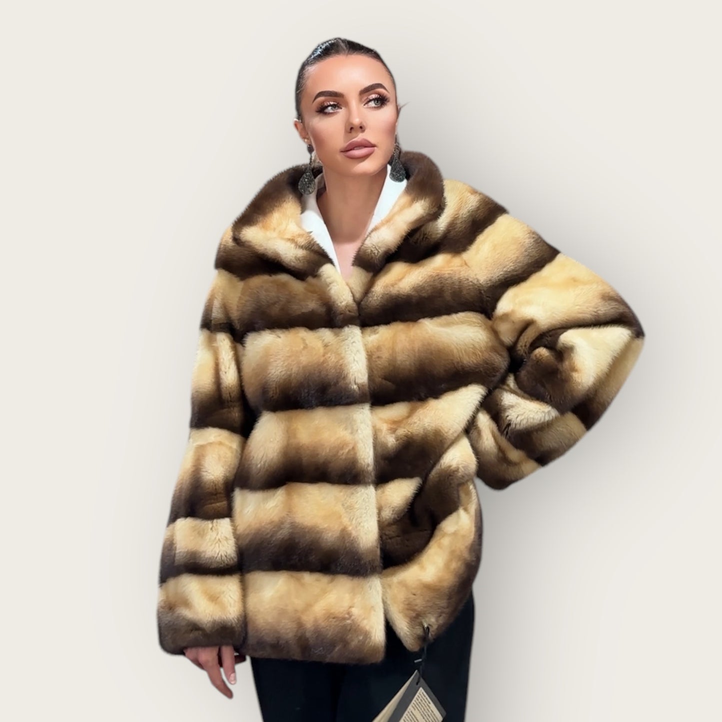 Real Mink FUR SIZE L jacket coat 1201094 genuine LUX FASHION NEW SALE Women