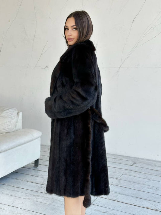 Luxury Womens Real Mink Fur jacket coat 1109879 Long genuine fur size M NEW