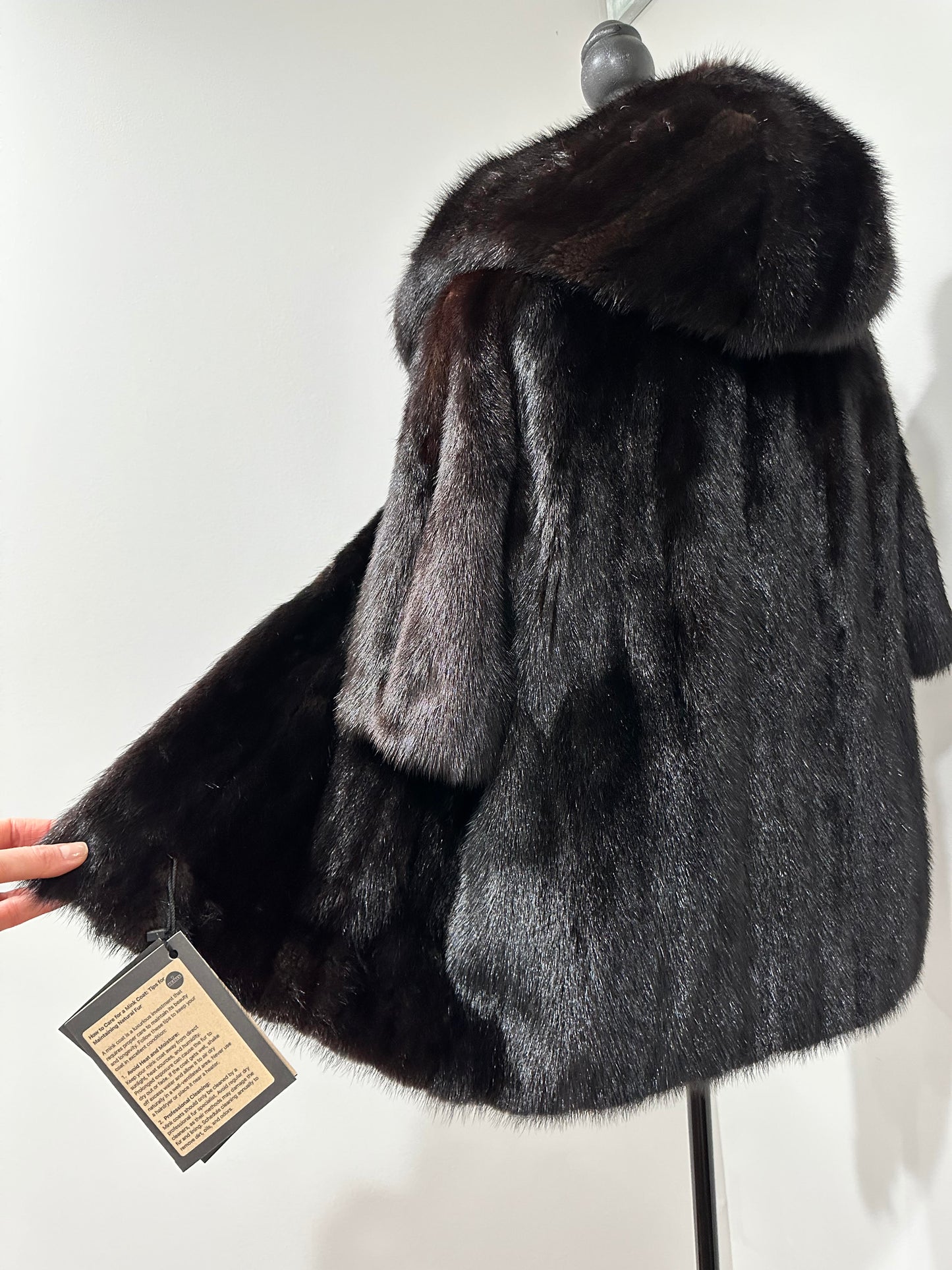 Womens Real 100% MINK FUR COAT 1201078 size S Hooded Jacket VEST BLACK