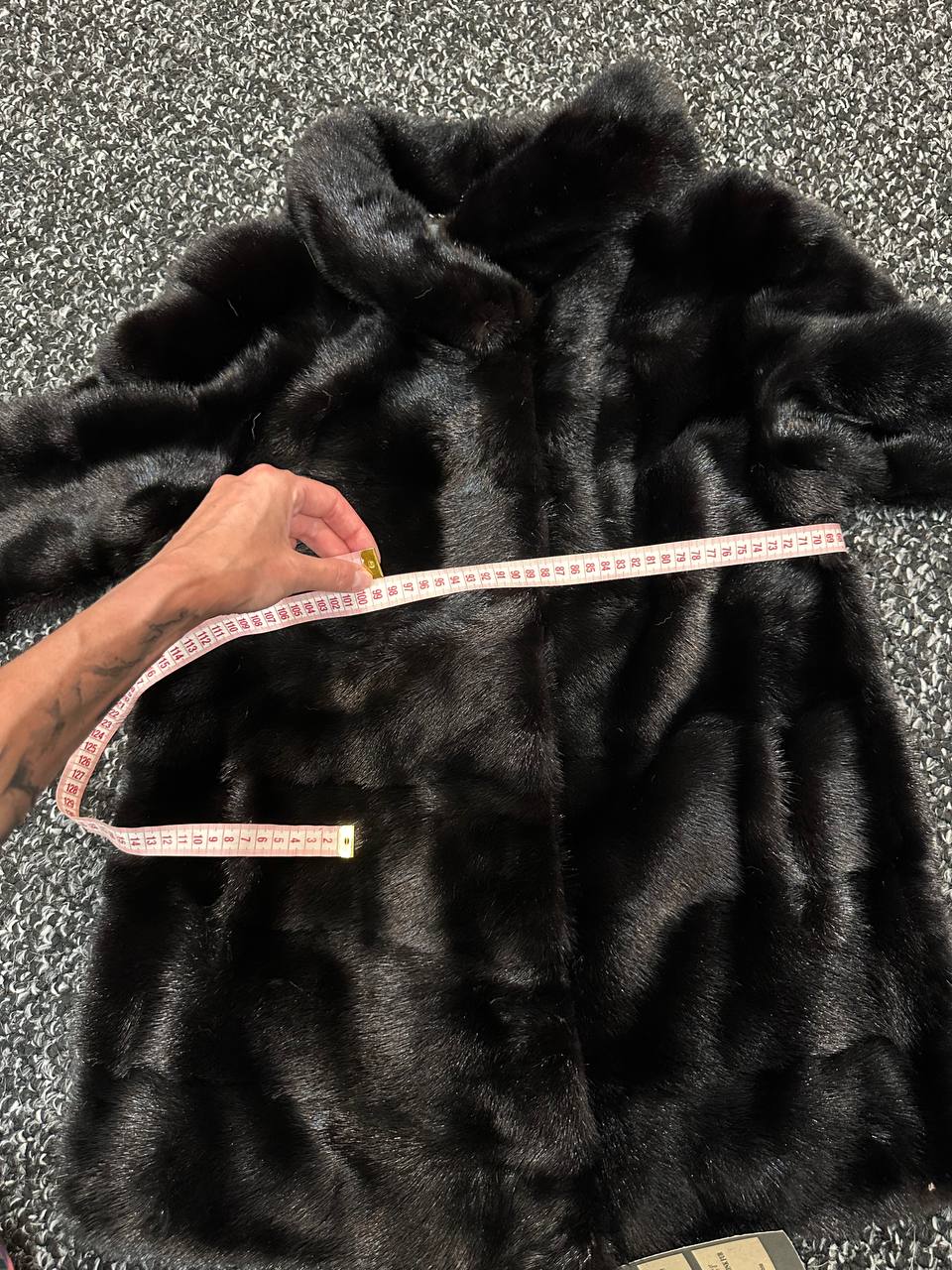 REAL Mink FUR jacket SHORT SLEEVE coat GENUINE 1201068 BLACK size S NEW Luxury