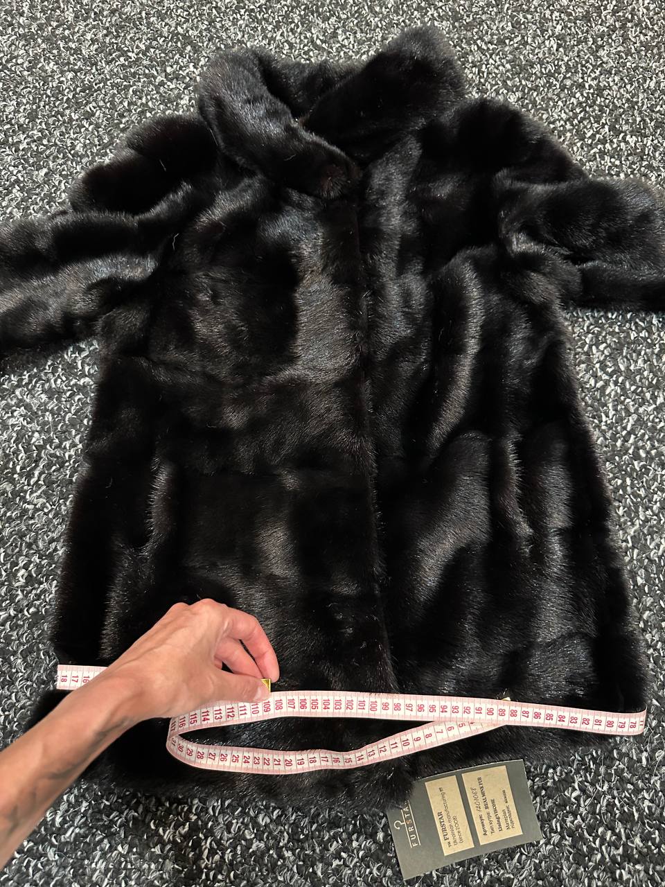 REAL Mink FUR jacket SHORT SLEEVE coat GENUINE 1201068 BLACK size S NEW Luxury