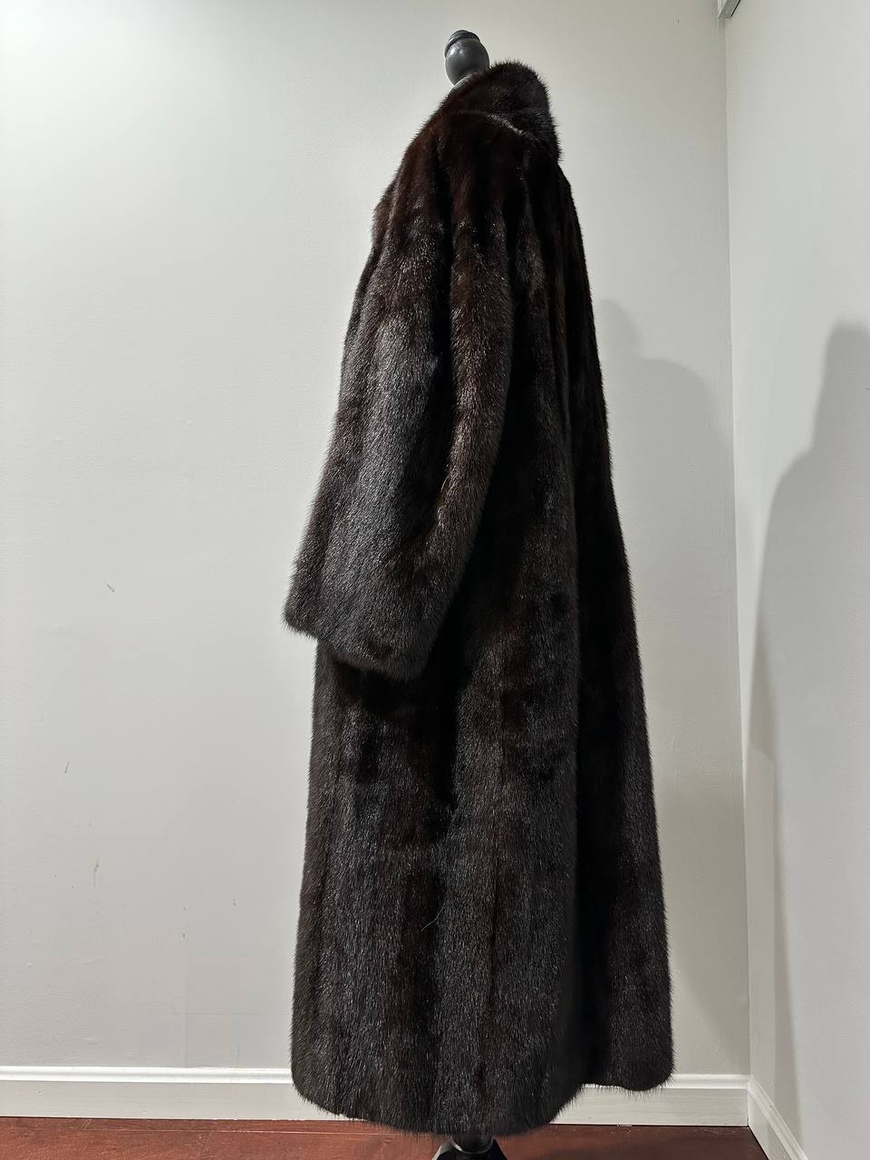 genuine real mink fur coat jacket 1109965 size XL new DARK BROWN color NEW 100%