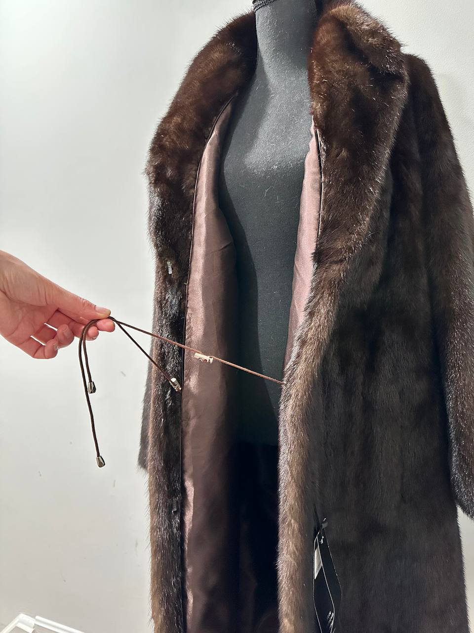 genuine real mink fur coat jacket 1109965 size XL new DARK BROWN color NEW 100%
