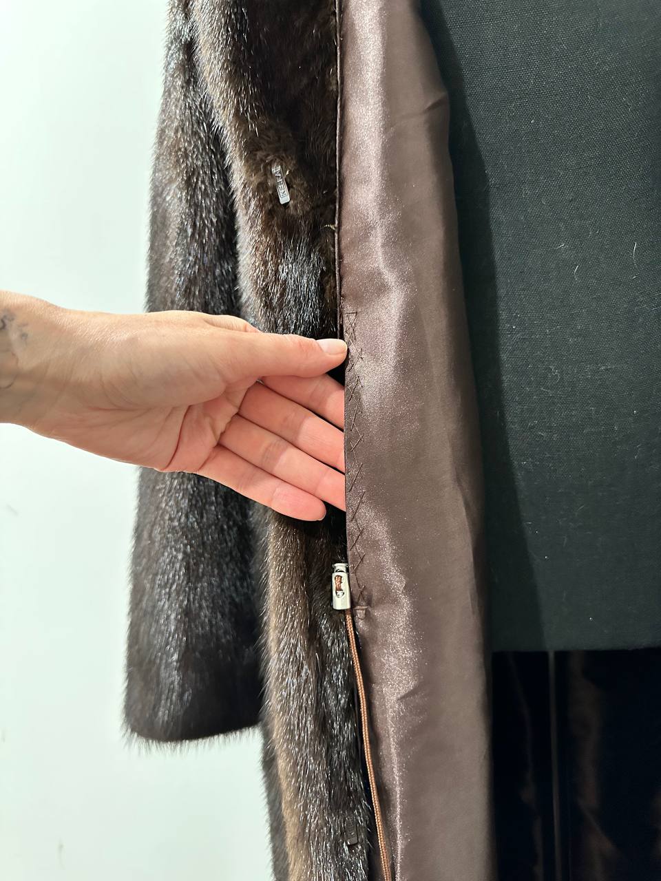 genuine real mink fur coat jacket 1109965 size XL new DARK BROWN color NEW 100%