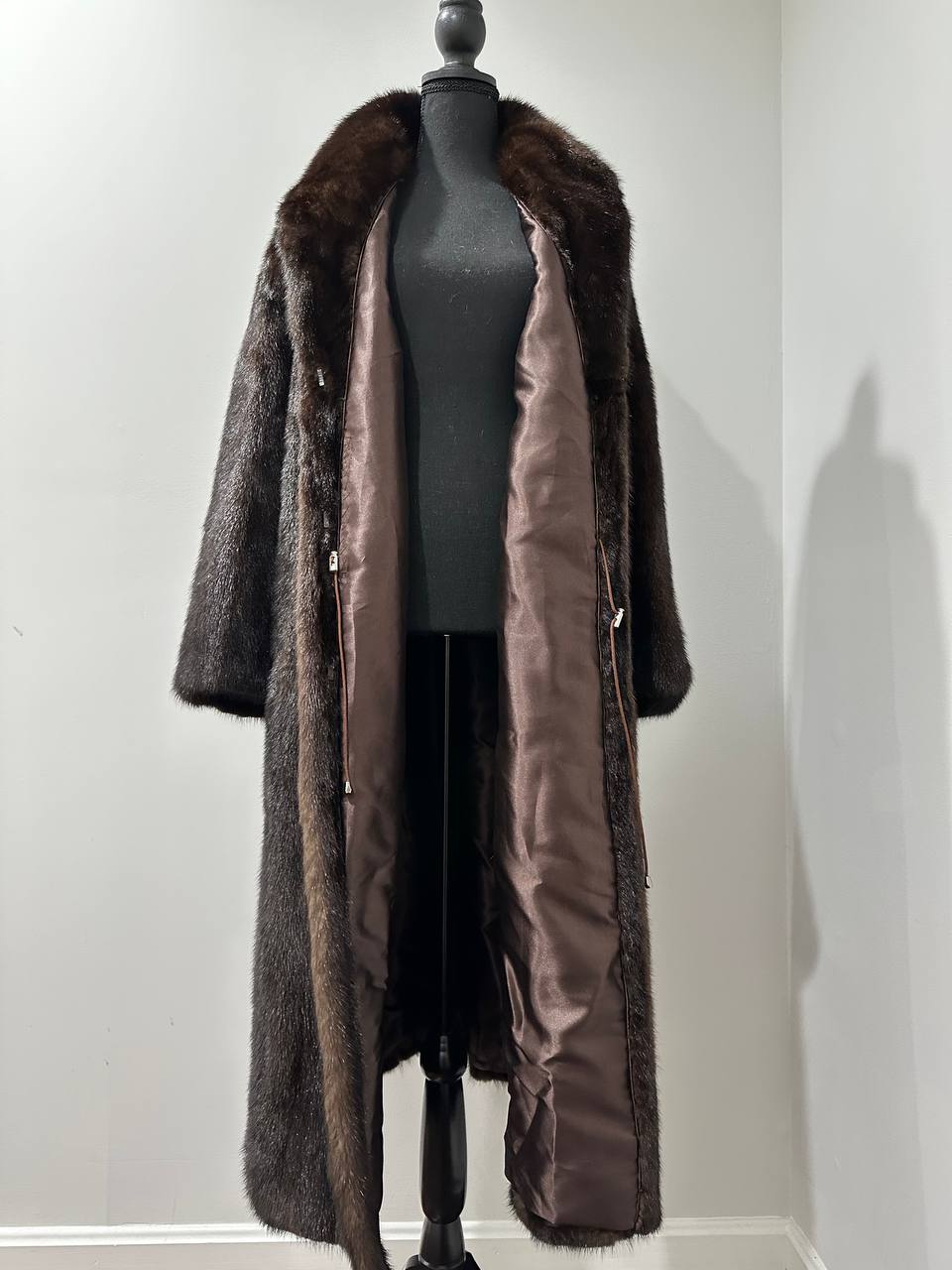 genuine real mink fur coat jacket 1109965 size XL new DARK BROWN color NEW 100%