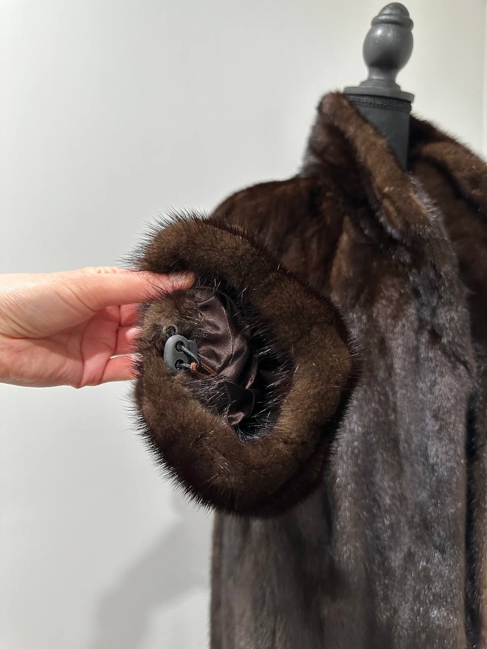 genuine real mink fur coat jacket 1109965 size XL new DARK BROWN color NEW 100%