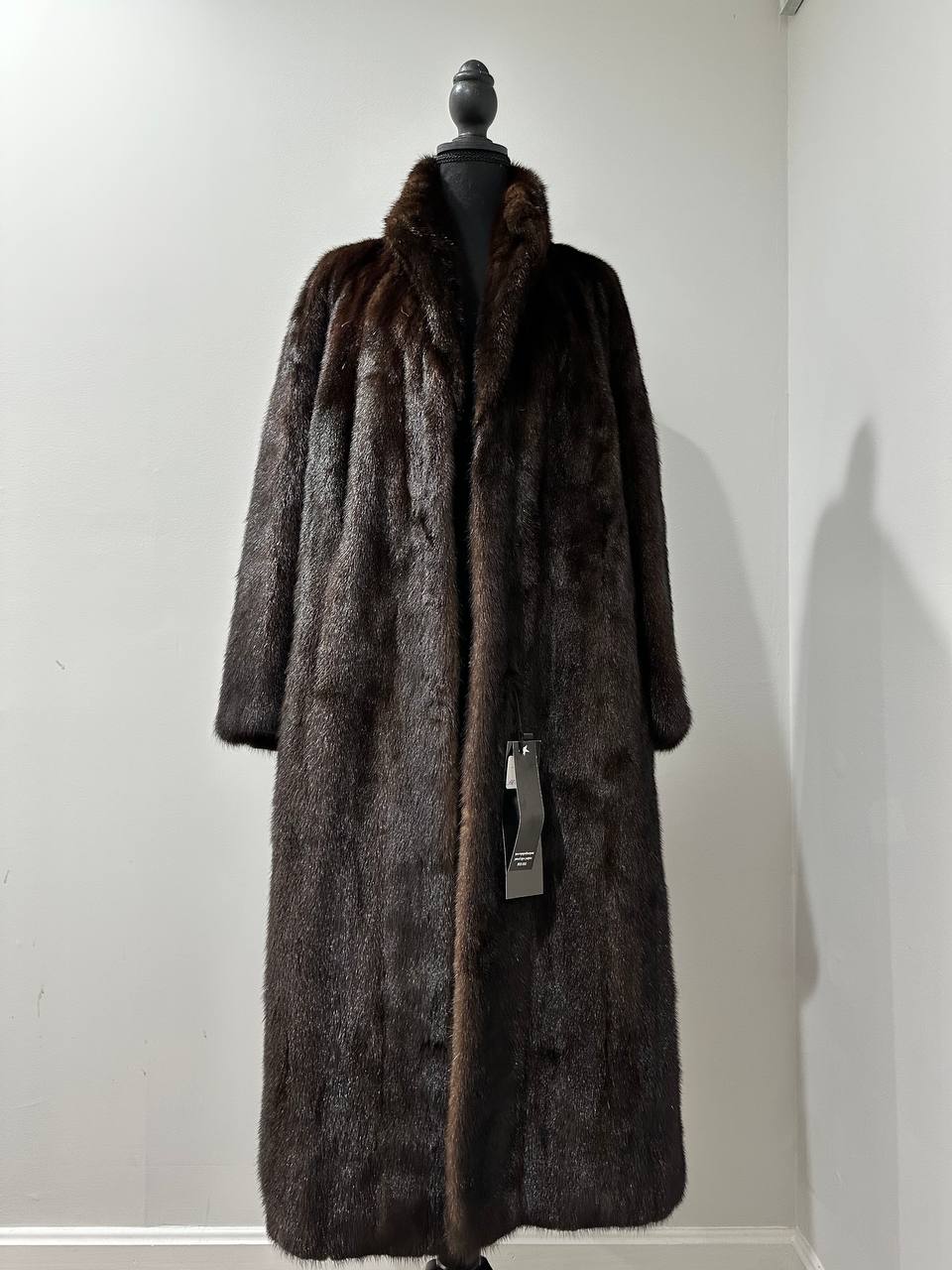 genuine real mink fur coat jacket 1109965 size XL new DARK BROWN color NEW 100%