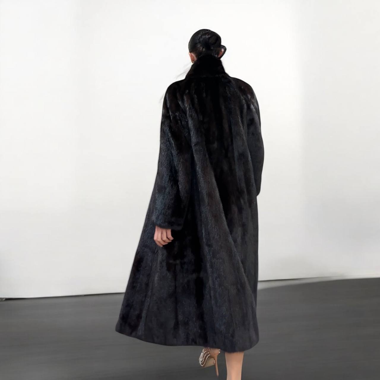 genuine real mink fur coat jacket 1109965 size XL new DARK BROWN color NEW 100%