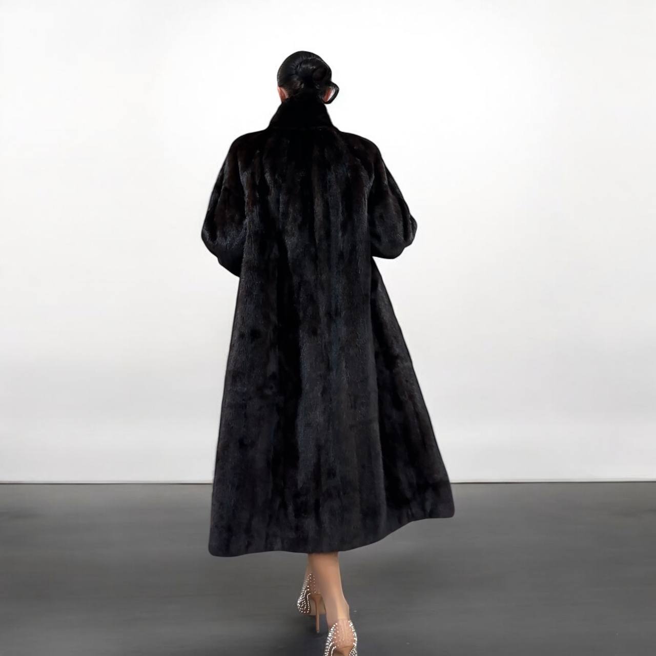 genuine real mink fur coat jacket 1109965 size XL new DARK BROWN color NEW 100%